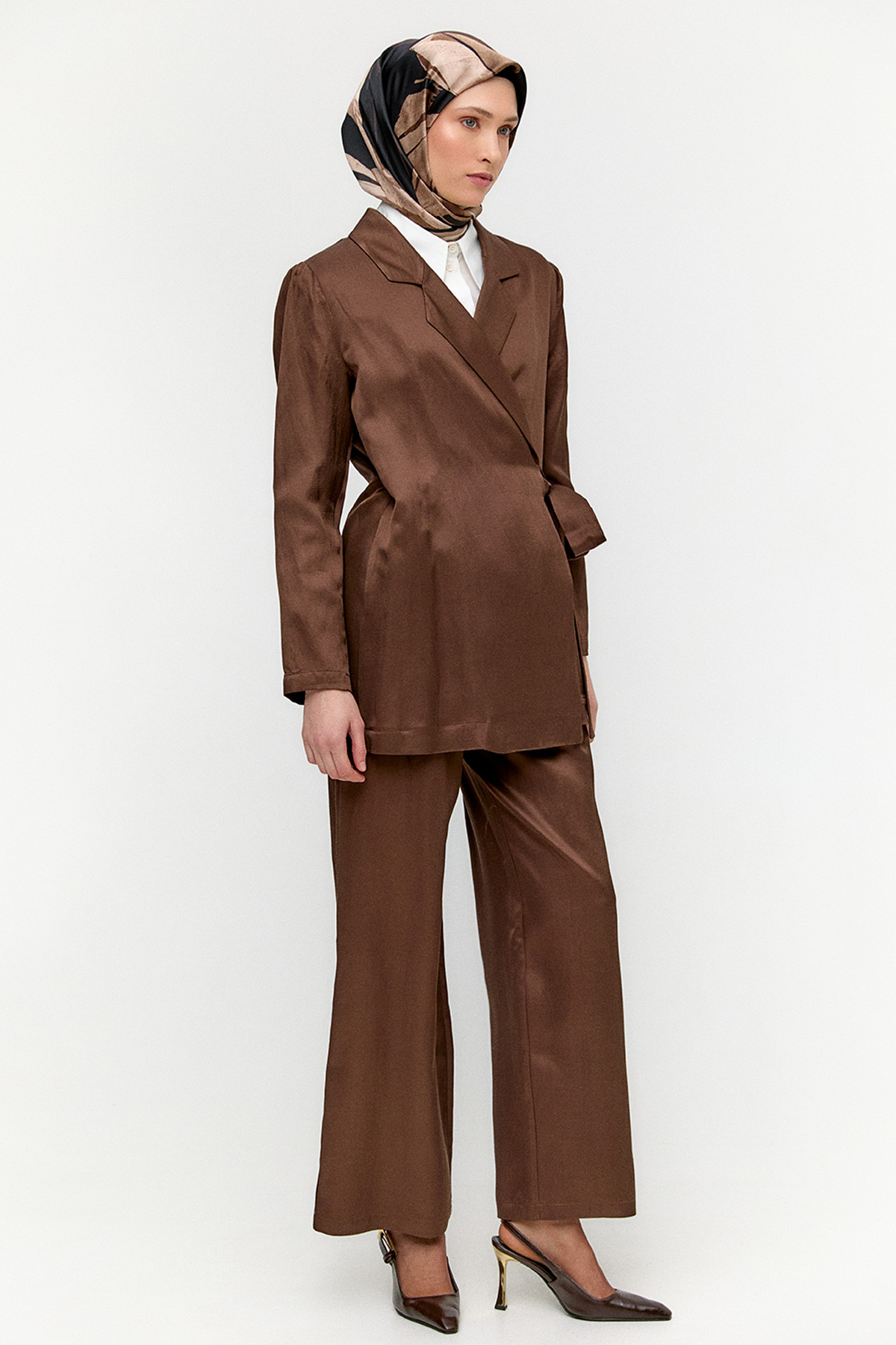 Jakarlı Kuşaklı İkili Takım, Tesettür Giyim