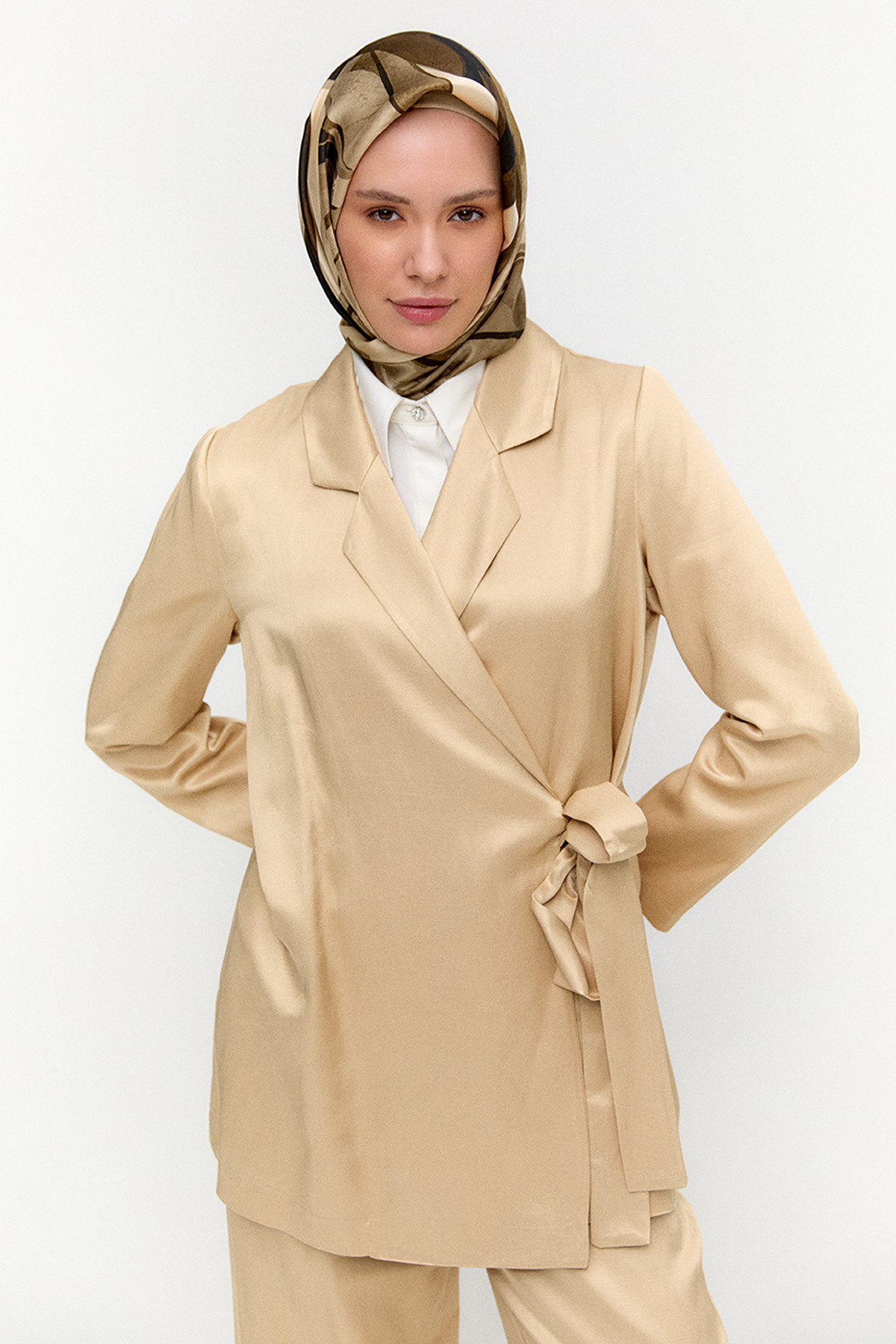 Jakarlı Kuşaklı İkili Takım, Tesettür Giyim