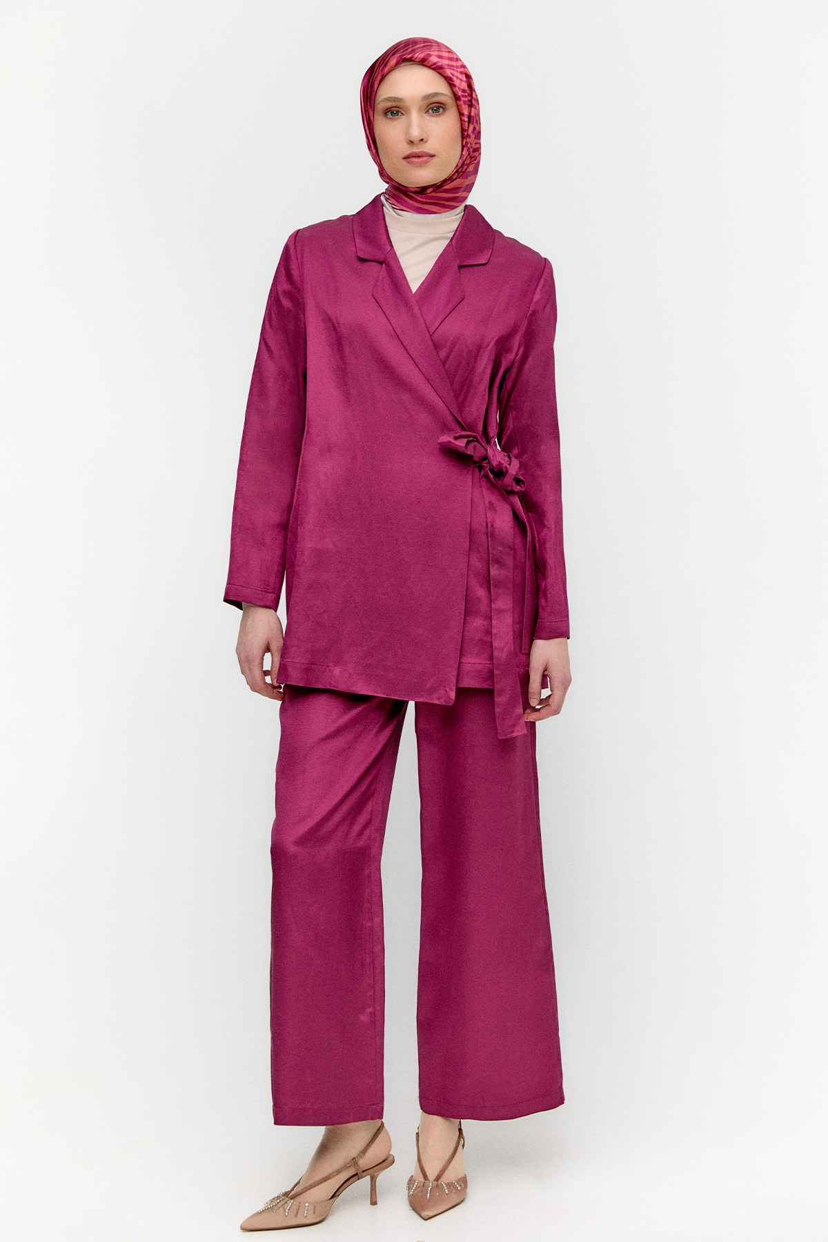 Jakarlı Kuşaklı İkili Takım, Tesettür Giyim