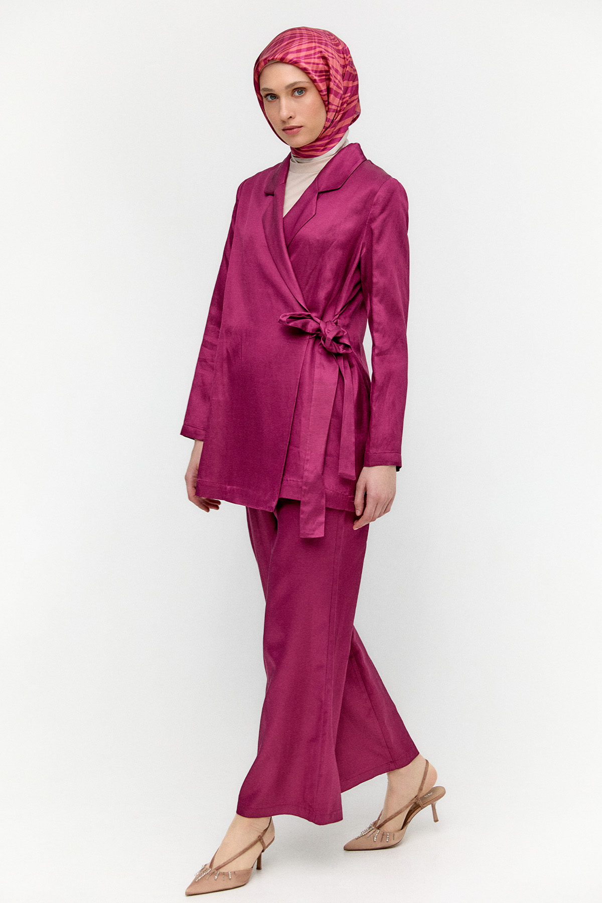 Jakarlı Kuşaklı İkili Takım, Tesettür Giyim