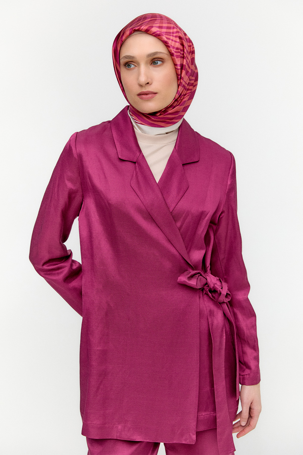 Jakarlı Kuşaklı İkili Takım, Tesettür Giyim