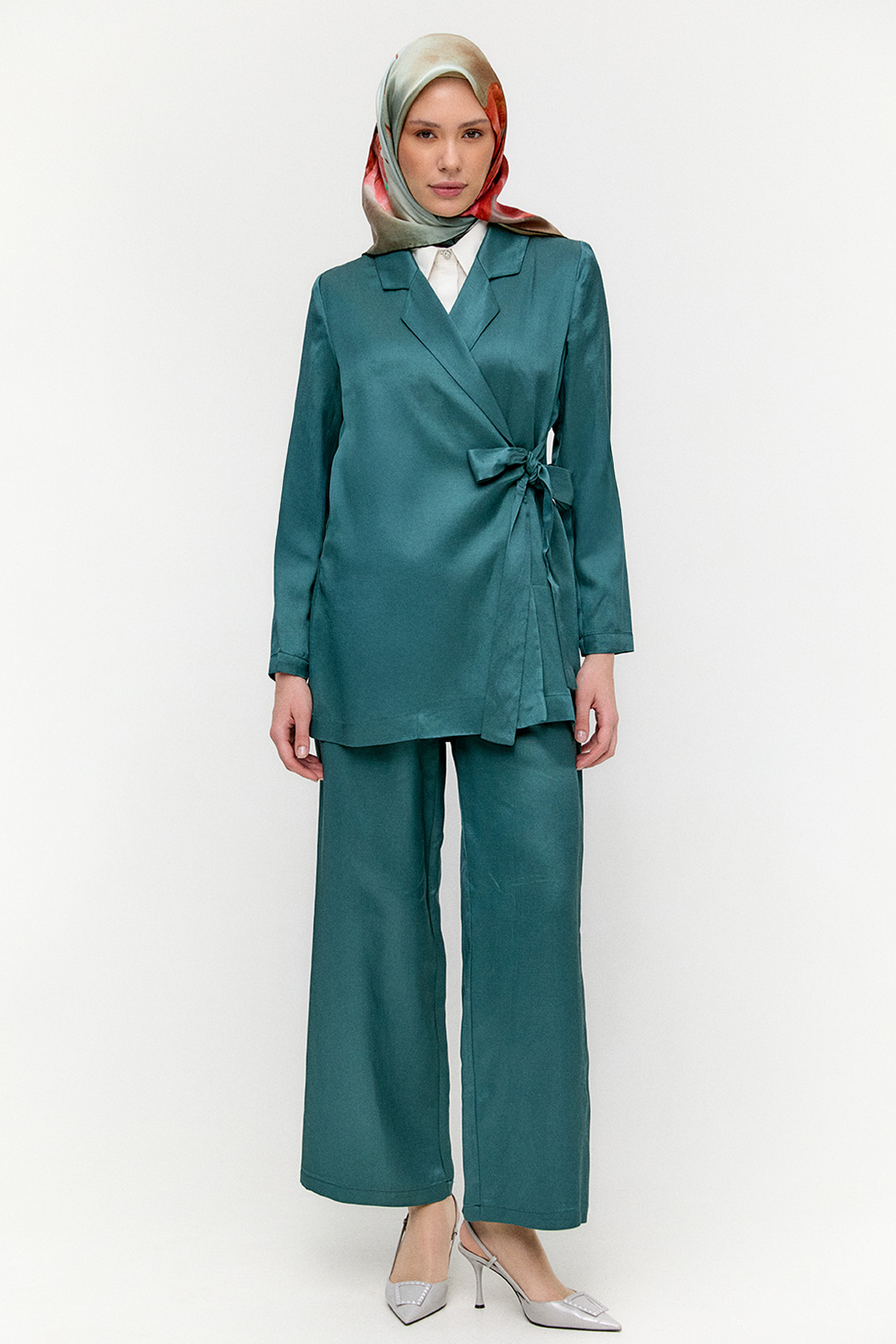 Jakarlı Kuşaklı İkili Takım, Tesettür Giyim