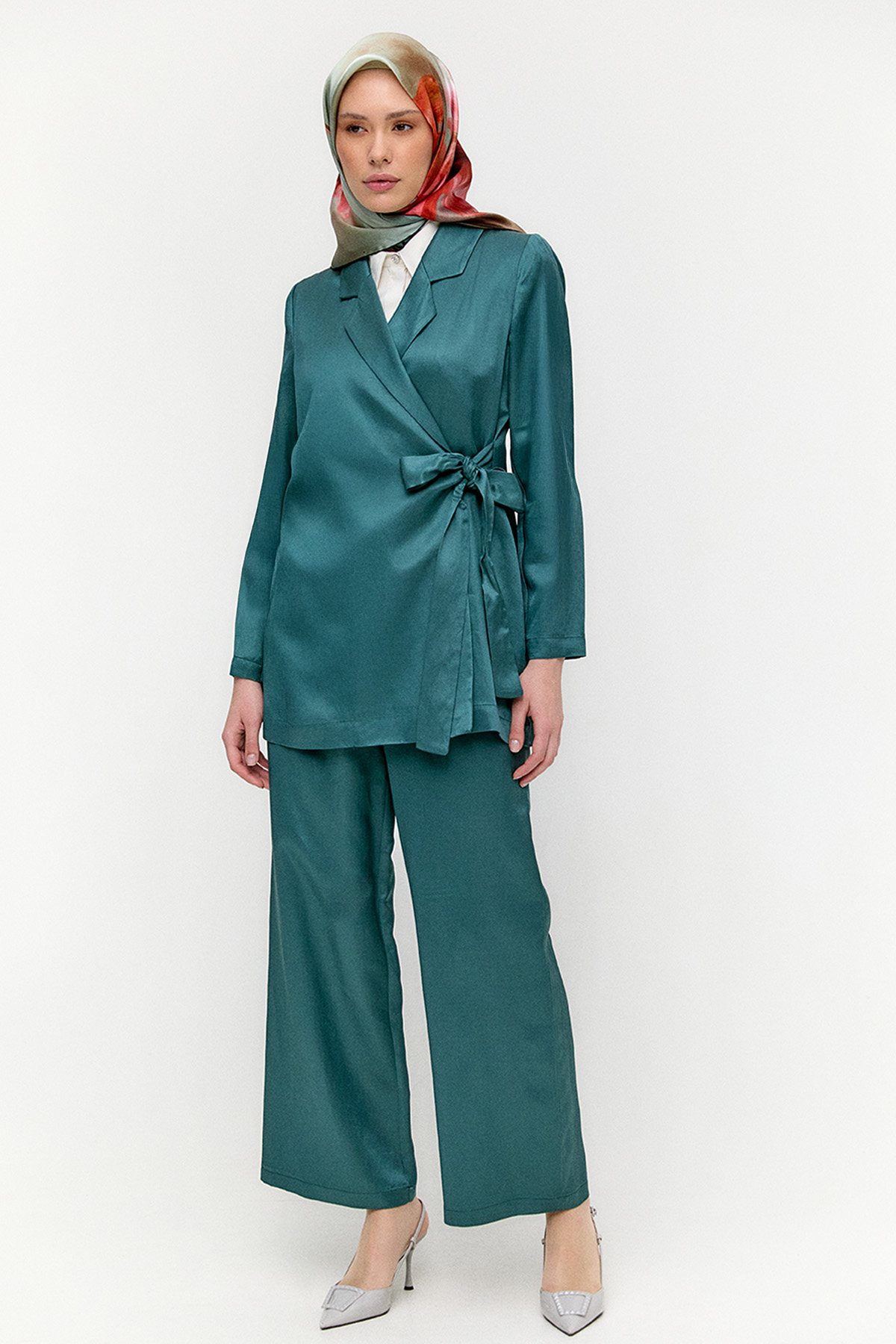 Jakarlı Kuşaklı İkili Takım, Tesettür Giyim