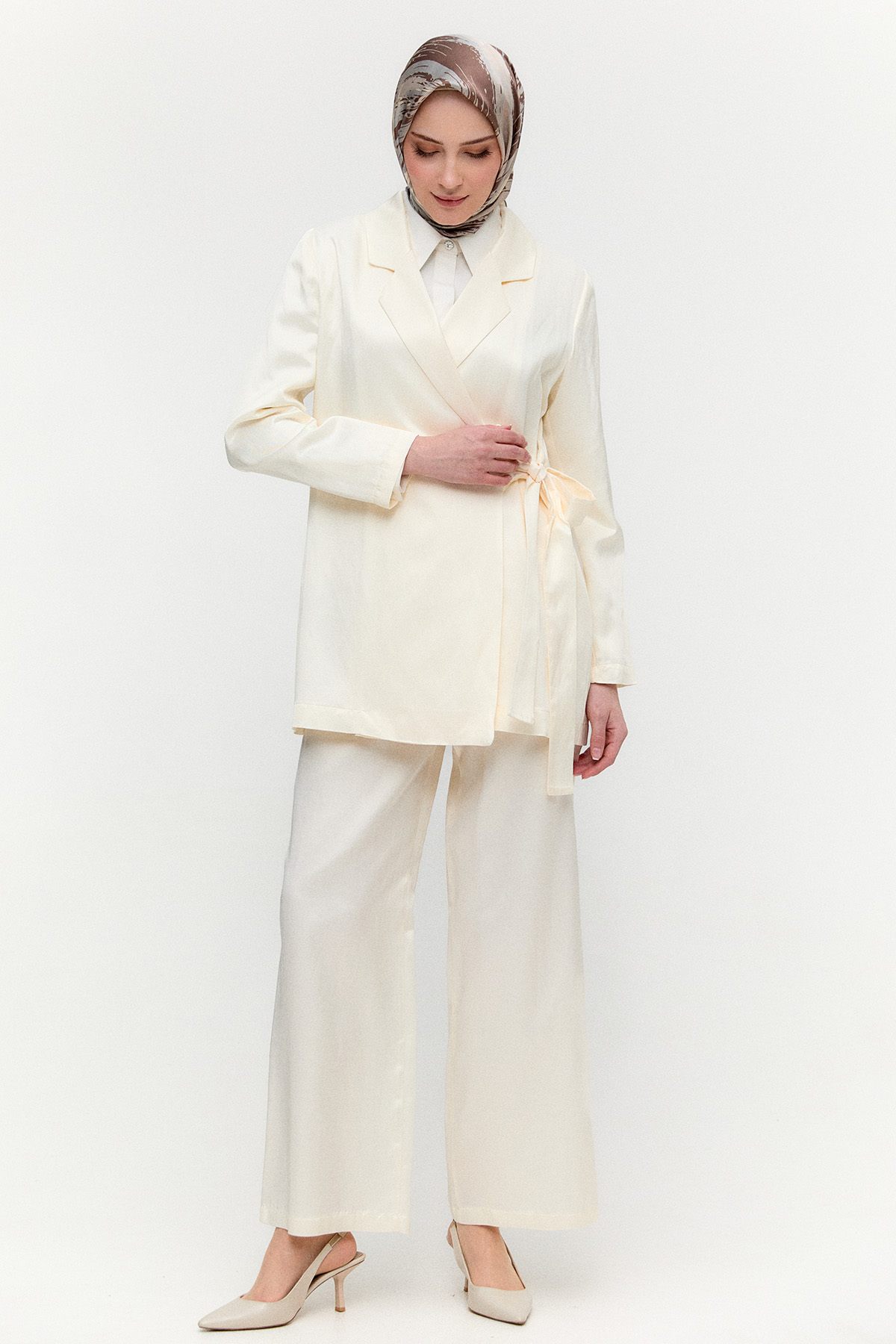 Jakarlı Kuşaklı İkili Takım, Tesettür Giyim