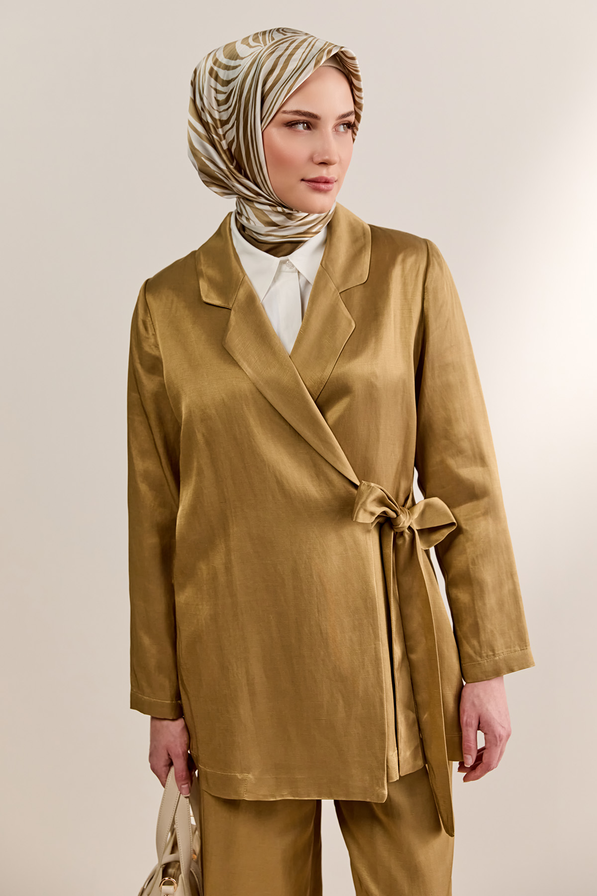 Jakarlı Kuşaklı İkili Takım, Tesettür Giyim