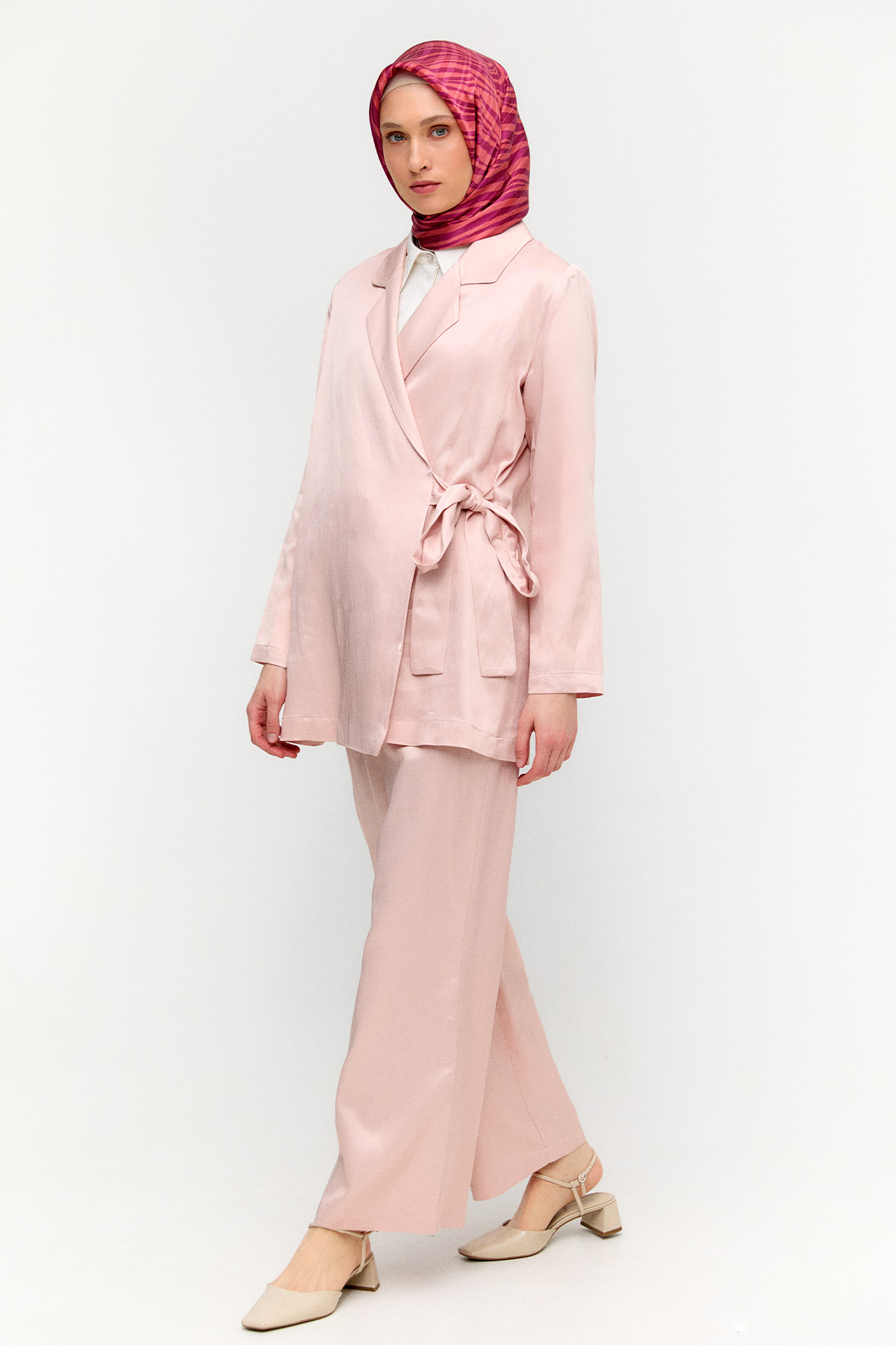 Jakarlı Kuşaklı İkili Takım, Tesettür Giyim