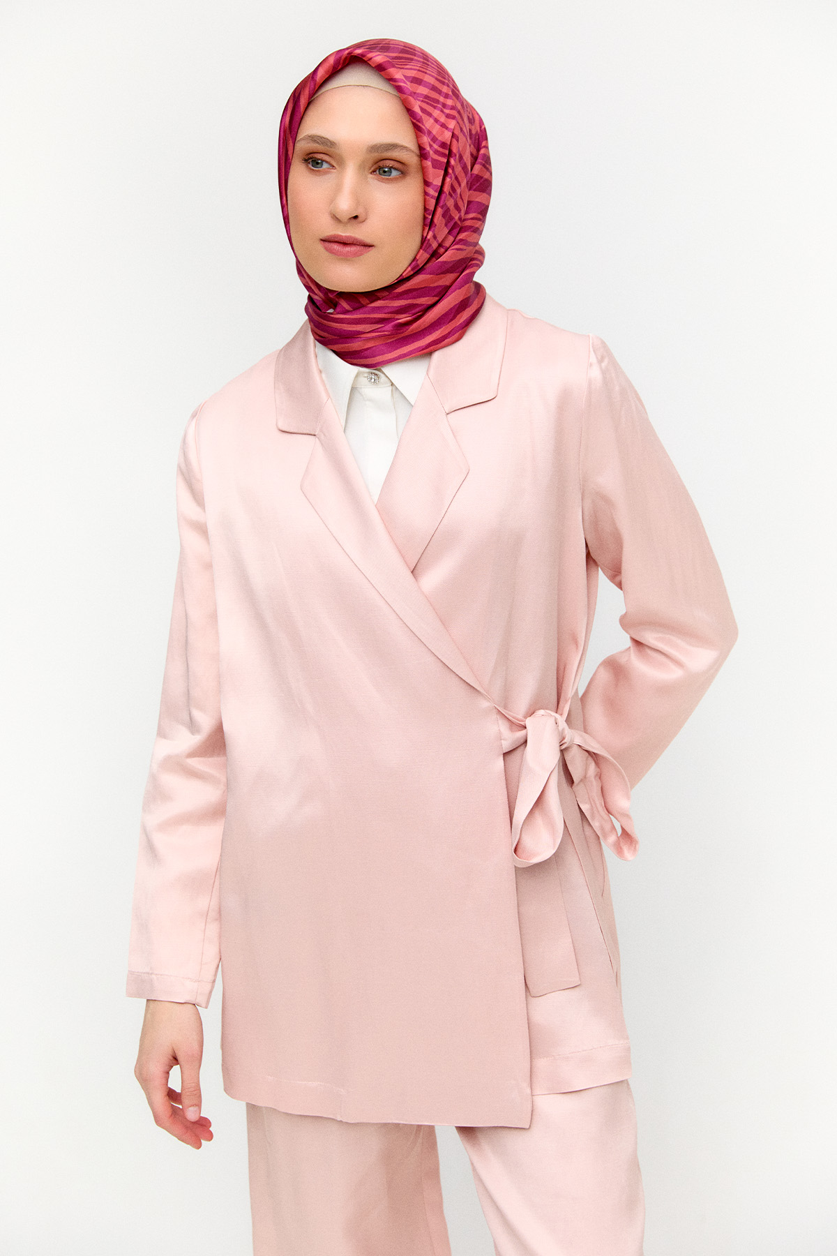 Jakarlı Kuşaklı İkili Takım, Tesettür Giyim