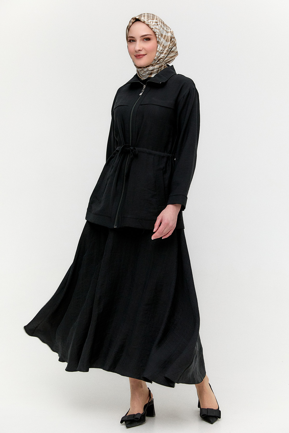 Kuşaklı Lyocell İkili Takım, Tesettür Giyim