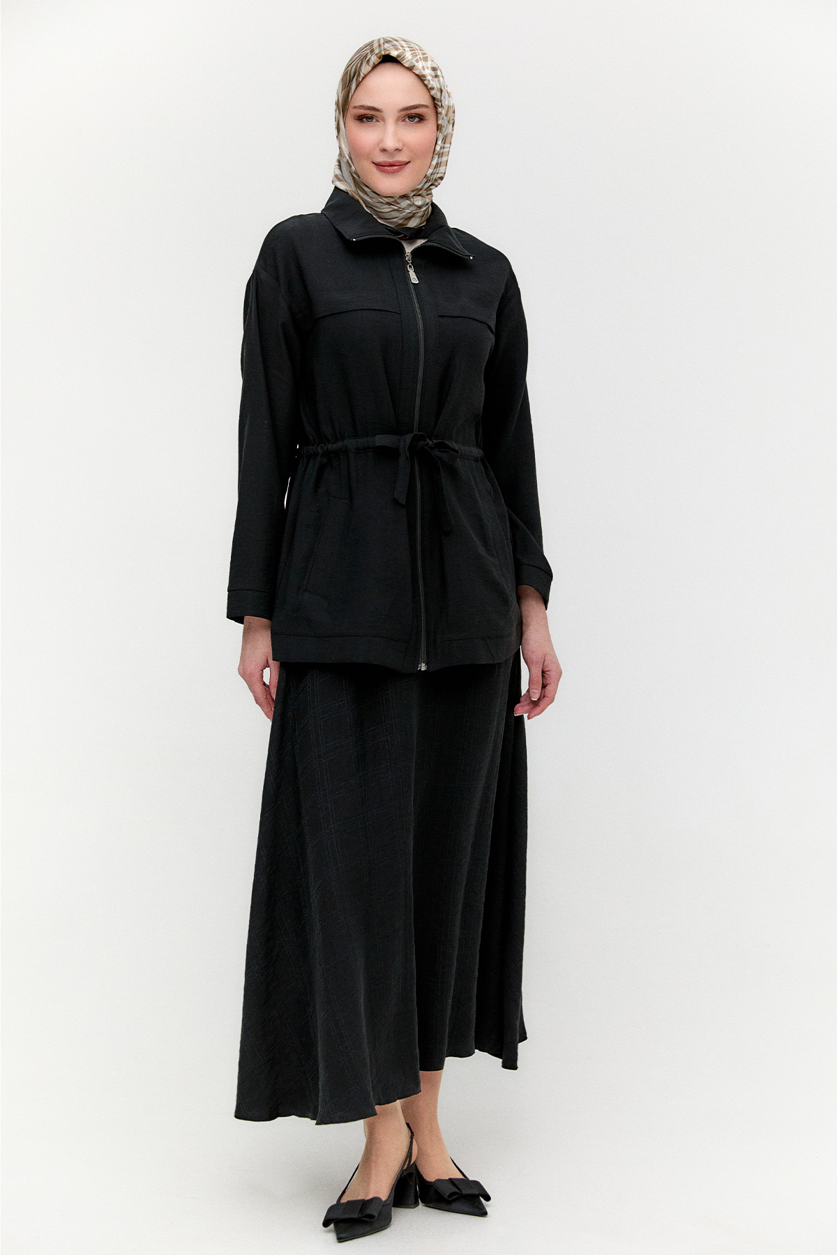 Kuşaklı Lyocell İkili Takım, Tesettür Giyim