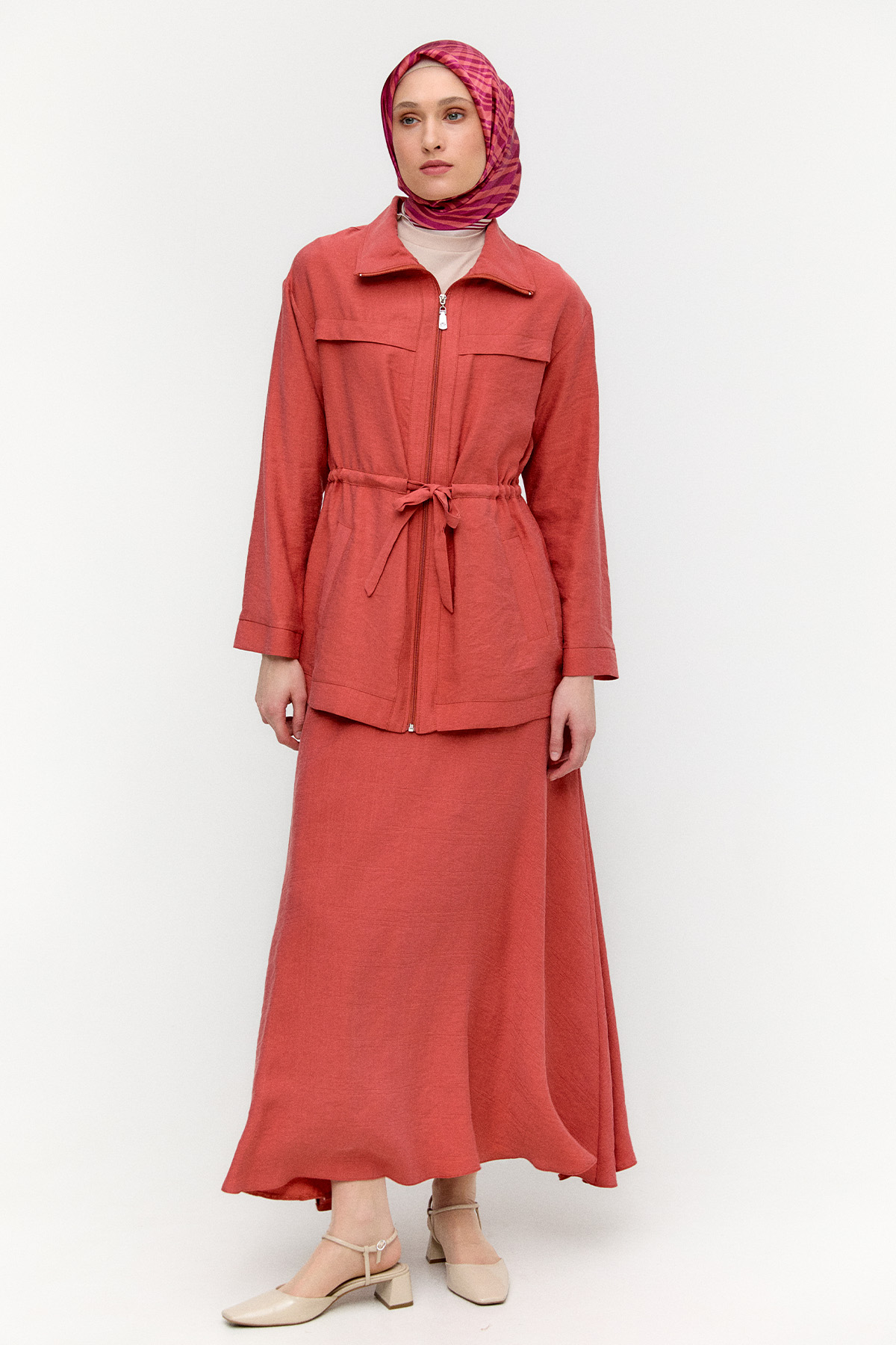 Kuşaklı Lyocell İkili Takım, Tesettür Giyim