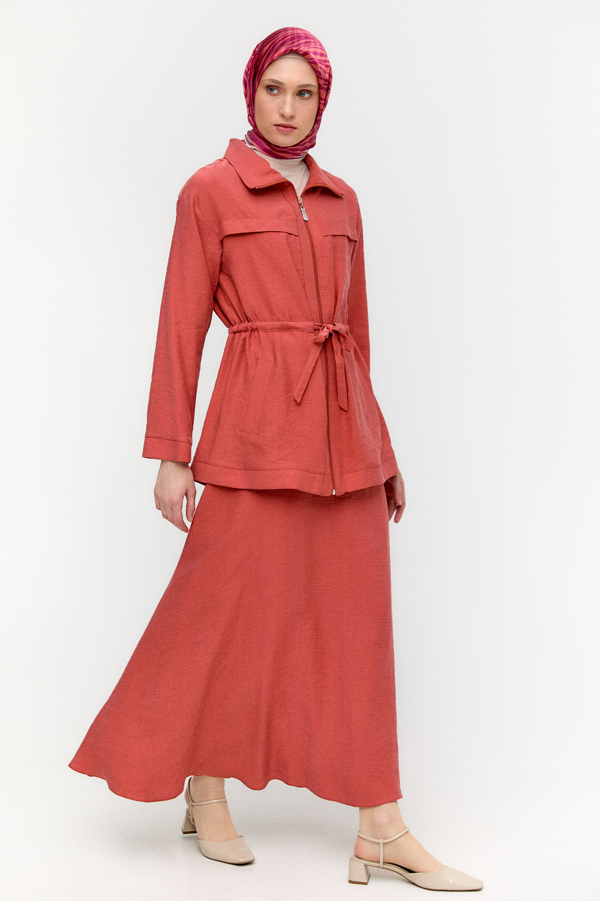 Kuşaklı Lyocell İkili Takım, Tesettür Giyim