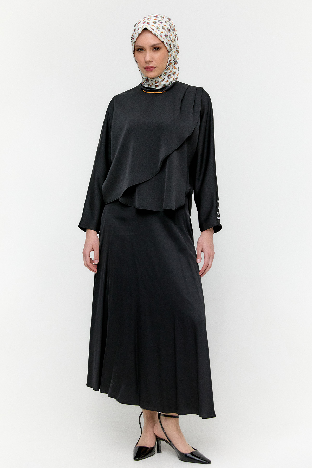 Drapeli Saten İkili Takım, Tesettür Giyim