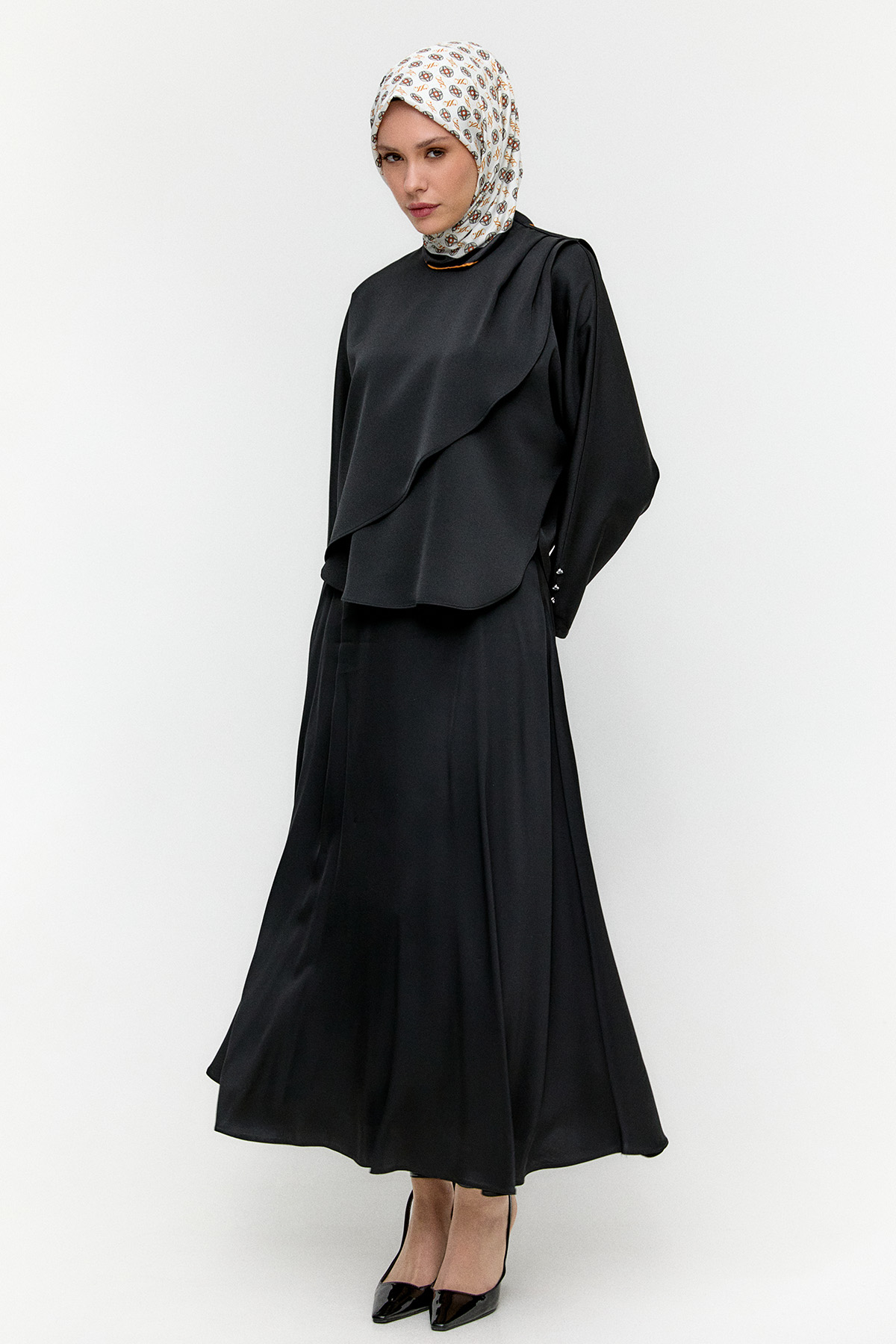 Drapeli Saten İkili Takım, Tesettür Giyim