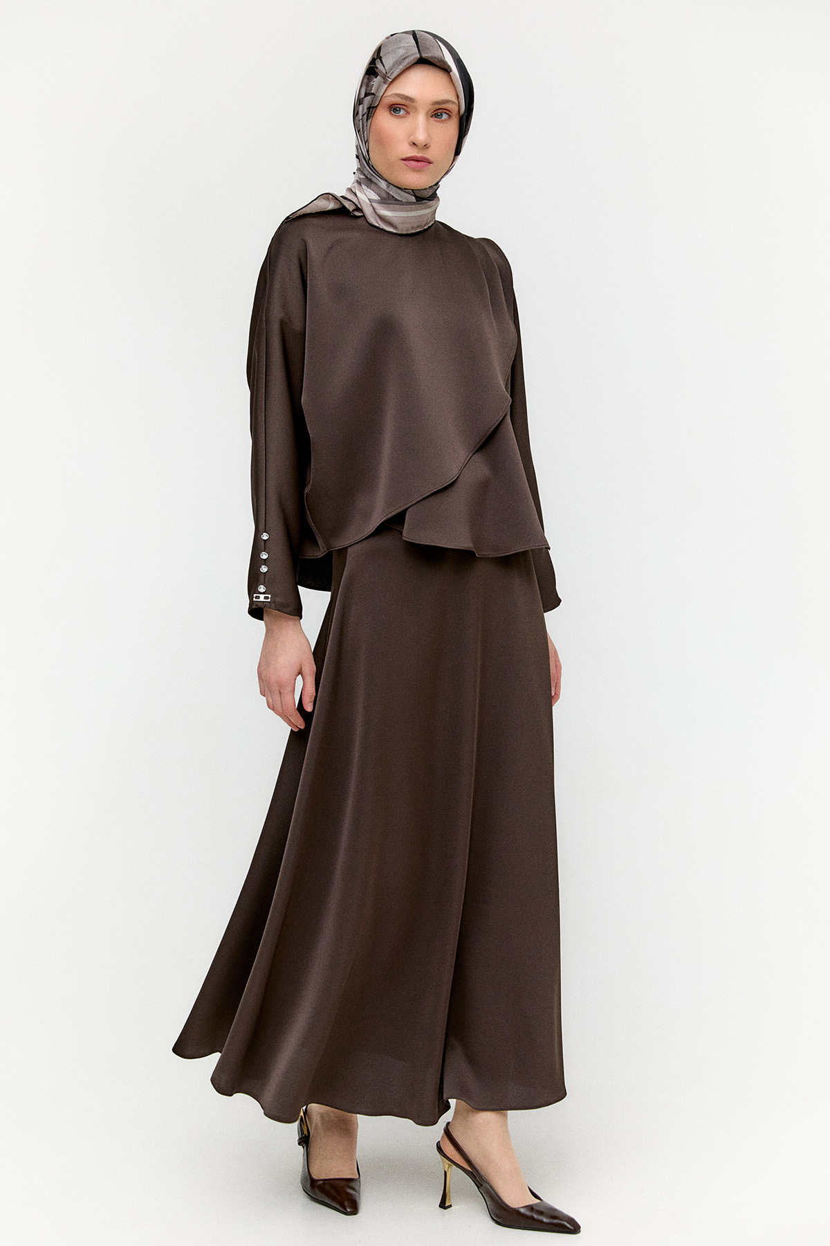 Drapeli Saten İkili Takım, Tesettür Giyim