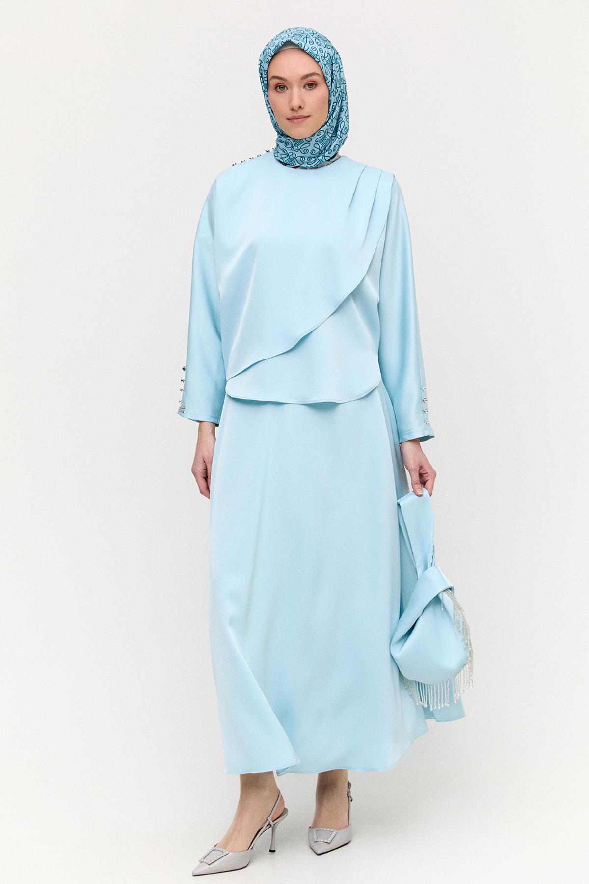 Drapeli Saten İkili Takım, Tesettür Giyim