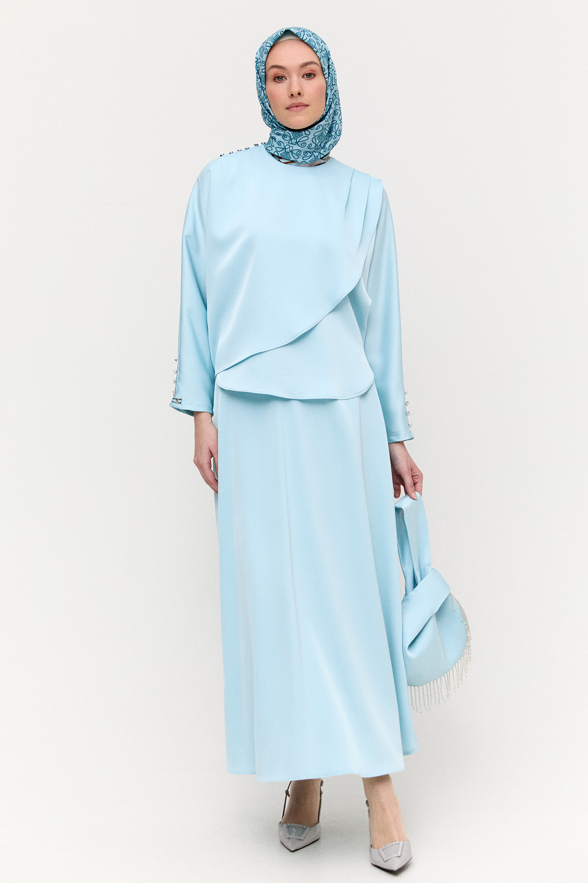 Drapeli Saten İkili Takım, Tesettür Giyim