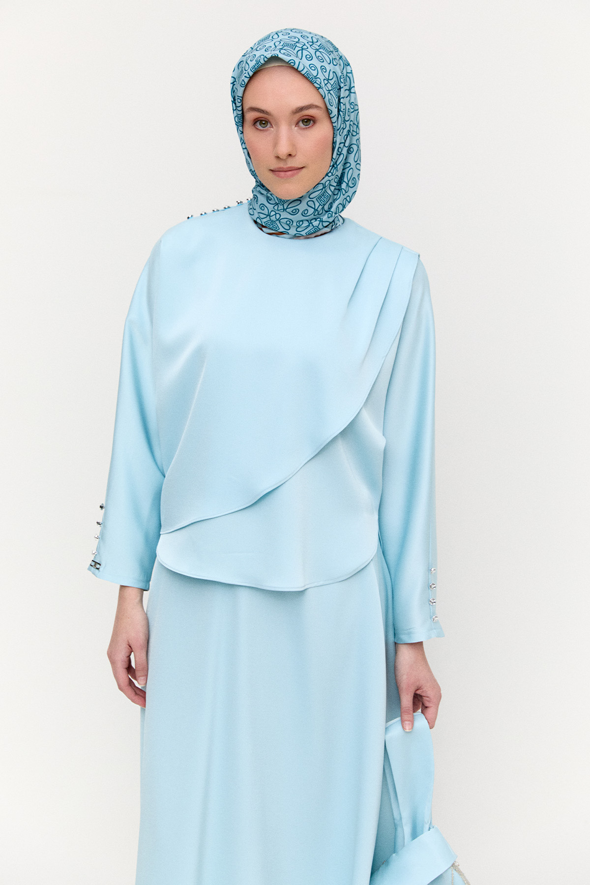 Drapeli Saten İkili Takım, Tesettür Giyim