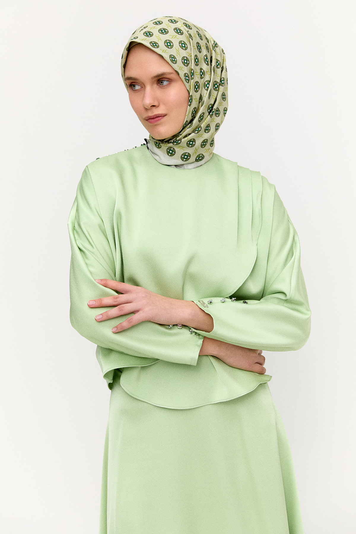 Drapeli Saten İkili Takım, Tesettür Giyim