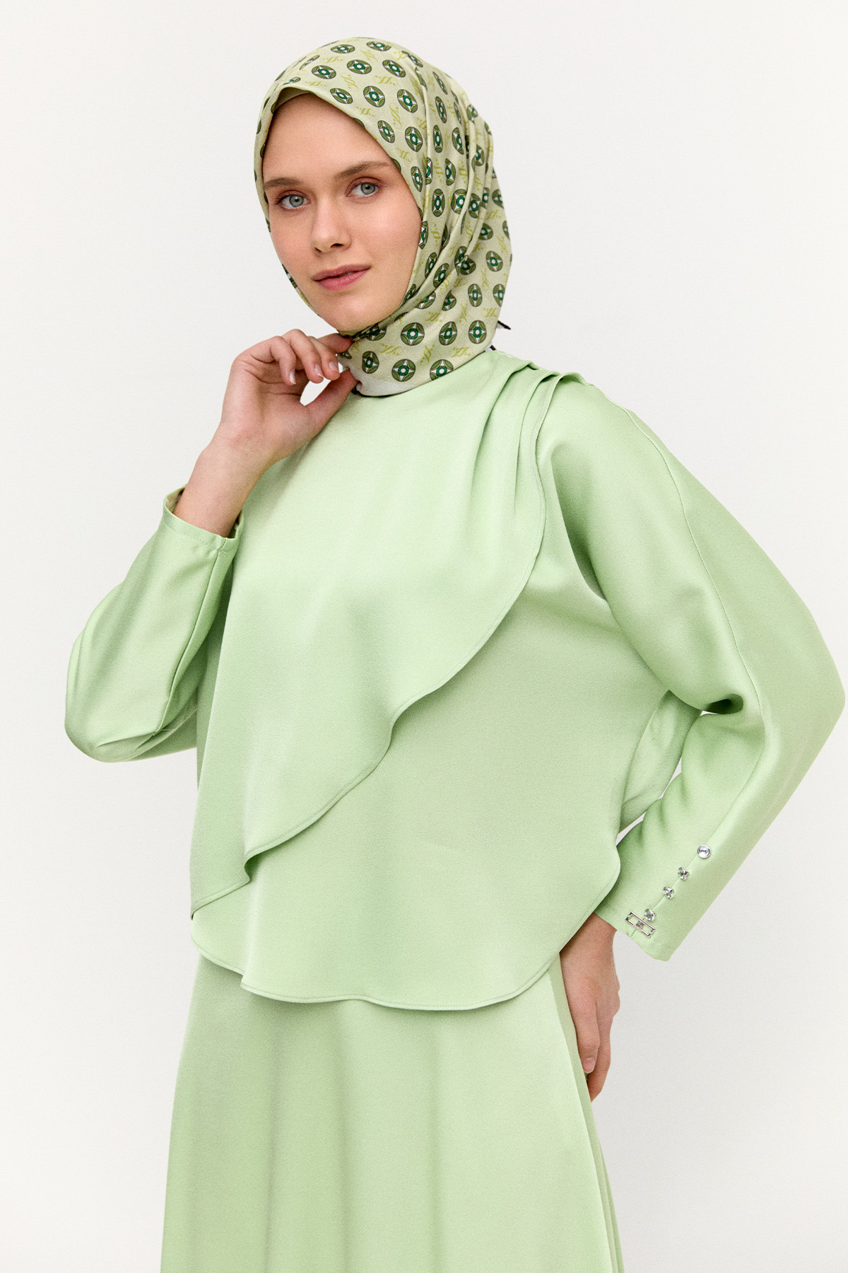 Drapeli Saten İkili Takım, Tesettür Giyim