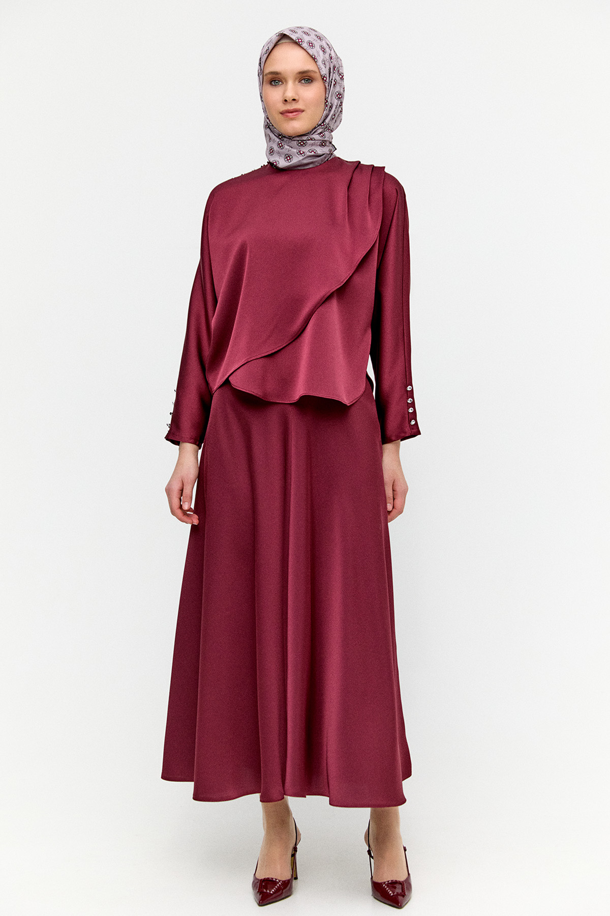 Drapeli Saten İkili Takım, Tesettür Giyim