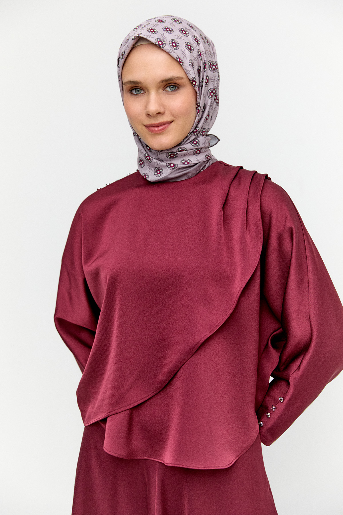 Drapeli Saten İkili Takım, Tesettür Giyim