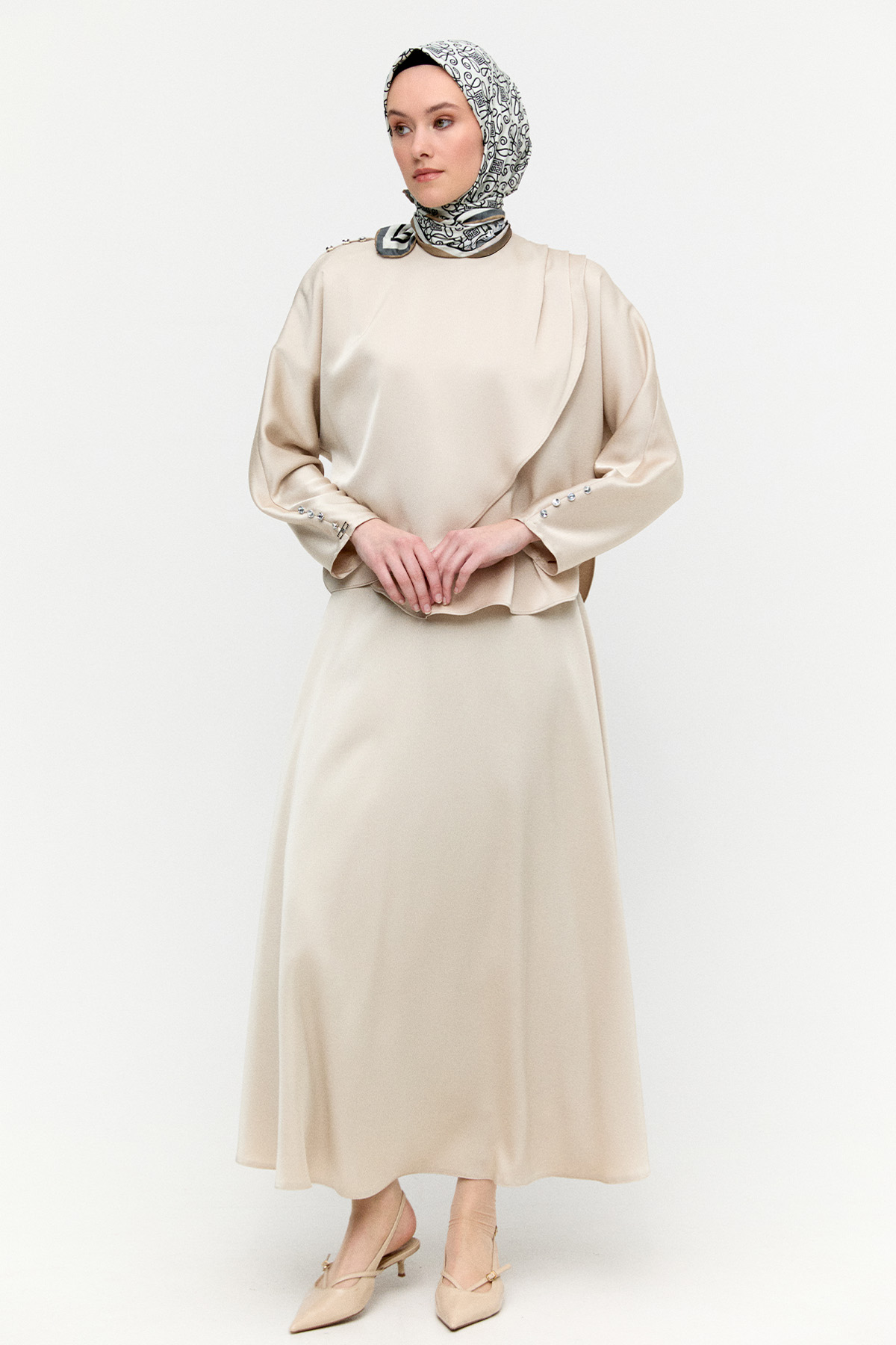 Drapeli Saten İkili Takım, Tesettür Giyim