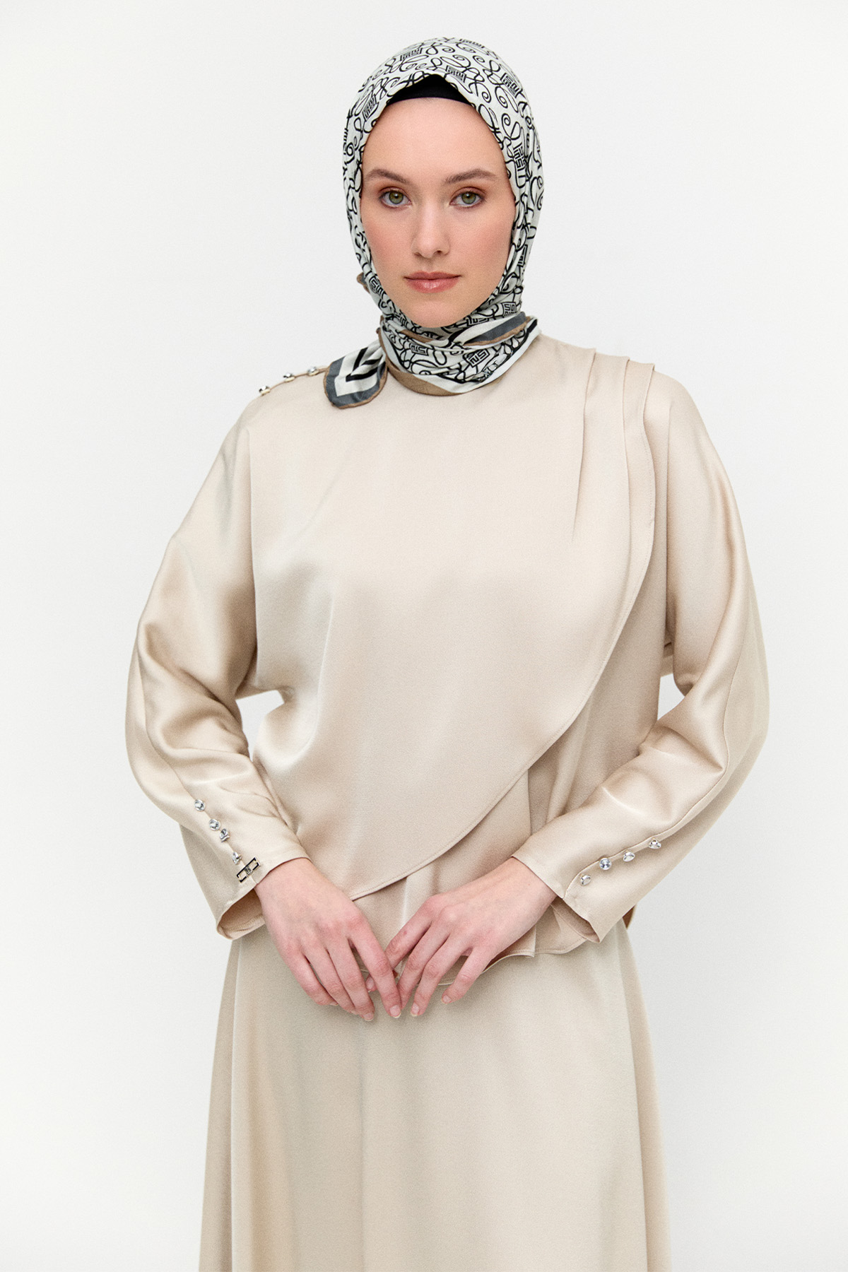 Drapeli Saten İkili Takım, Tesettür Giyim