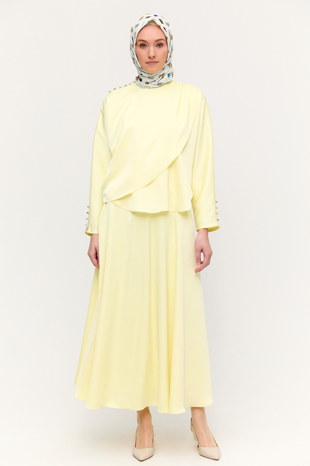 Drapeli Saten İkili Takım, Tesettür Giyim