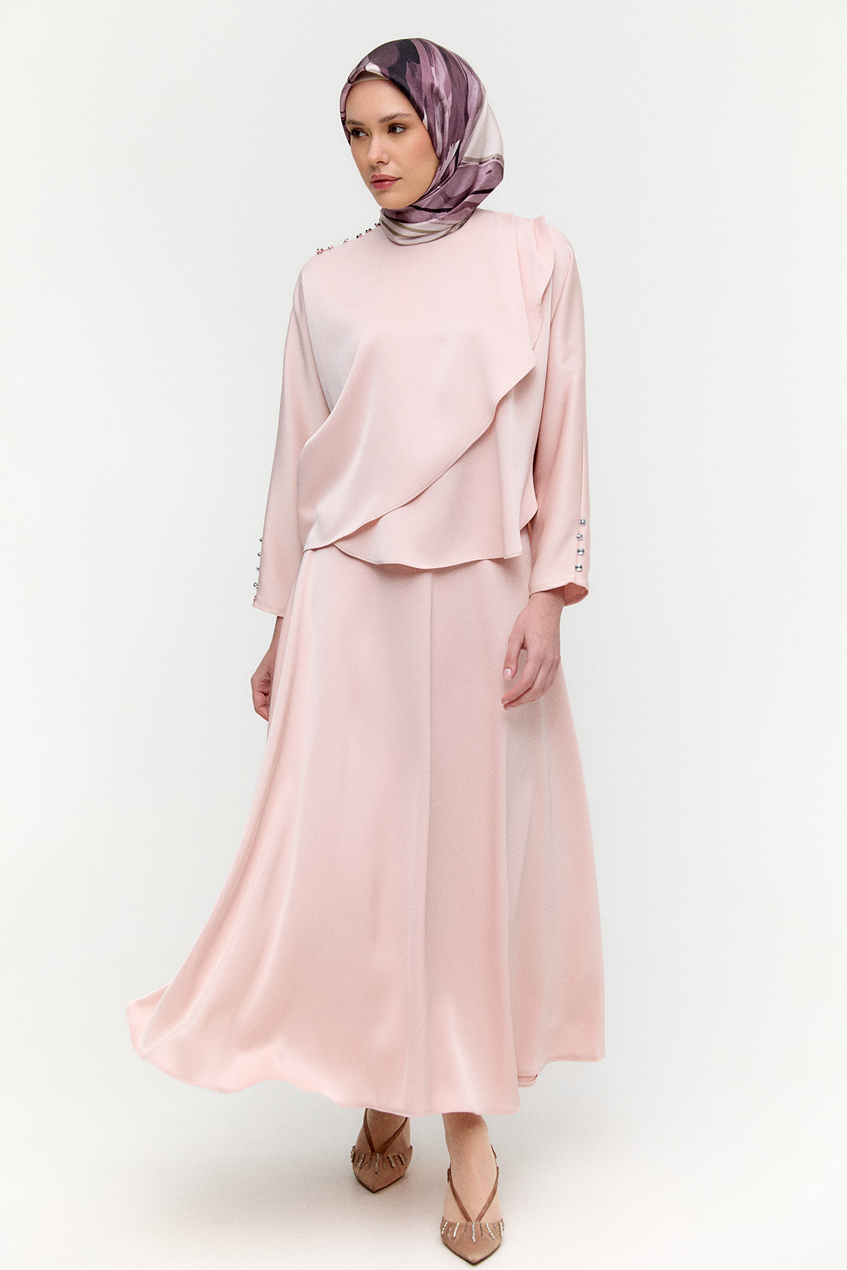 Drapeli Saten İkili Takım, Tesettür Giyim