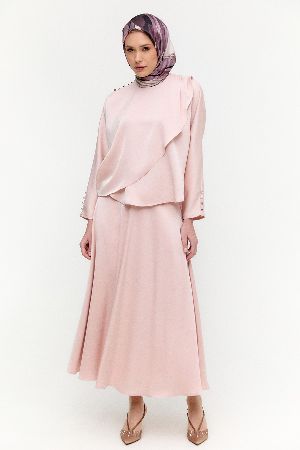 Drapeli Saten İkili Takım, Tesettür Giyim