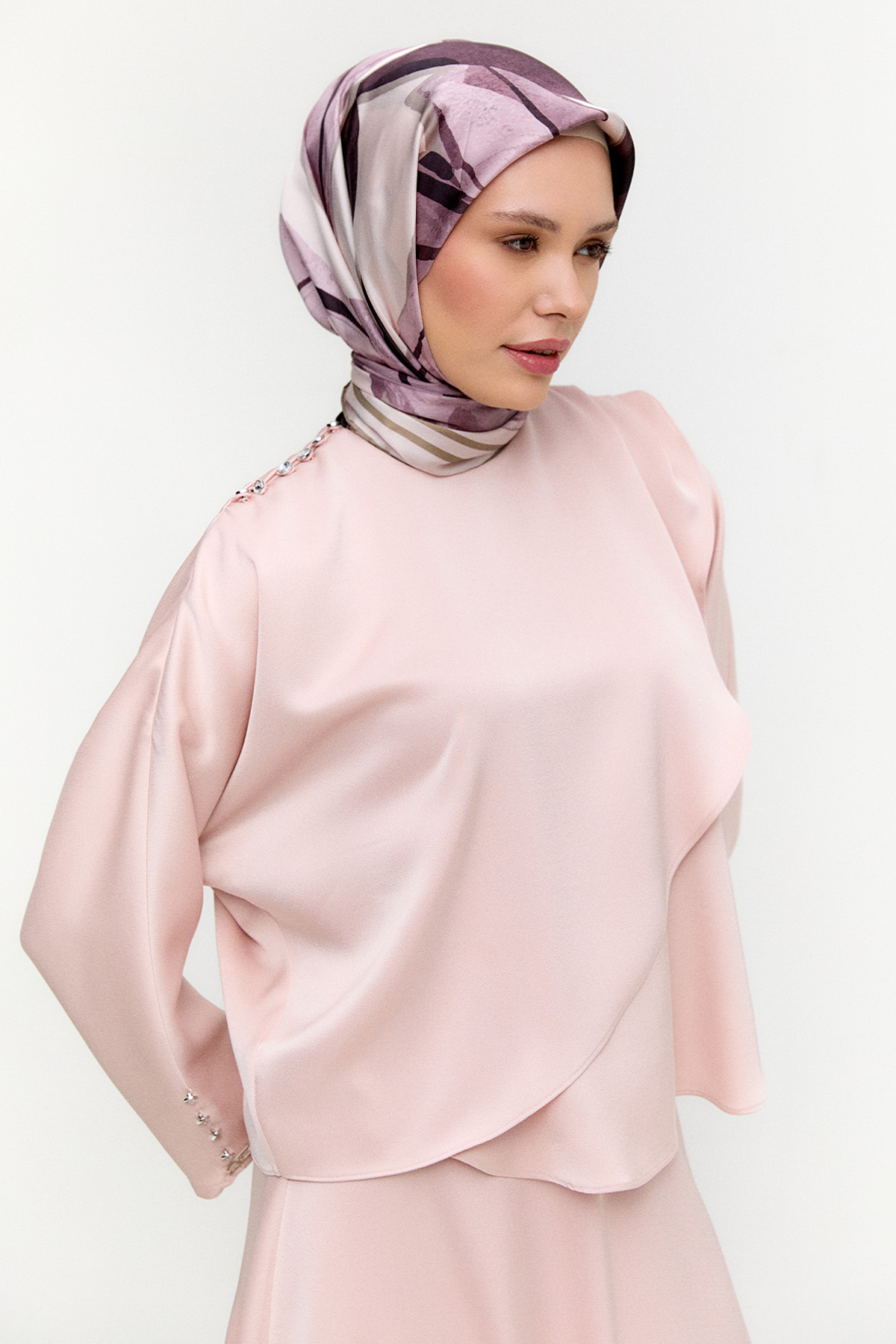 Drapeli Saten İkili Takım, Tesettür Giyim