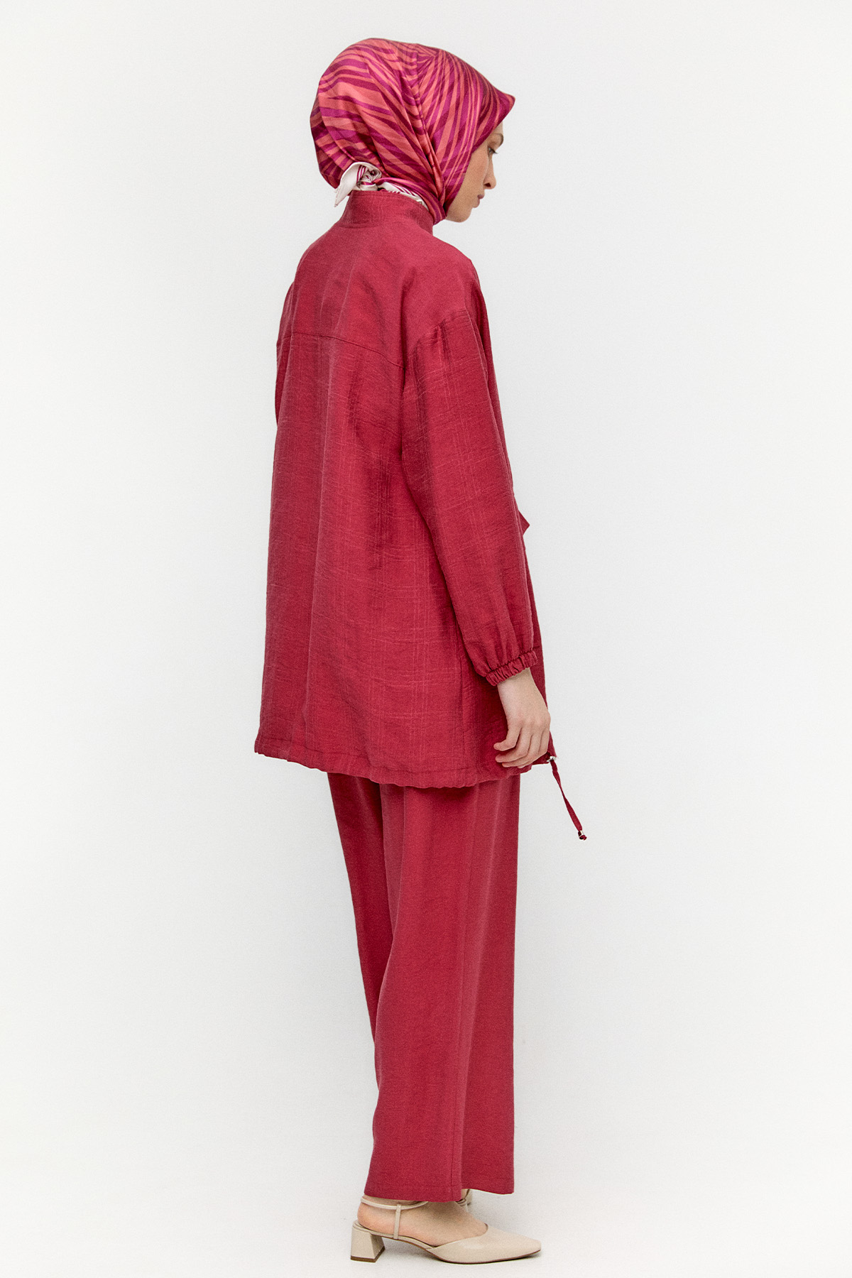 Çizgi Dokulu Oversize İkili Takım, Tesettür Giyim