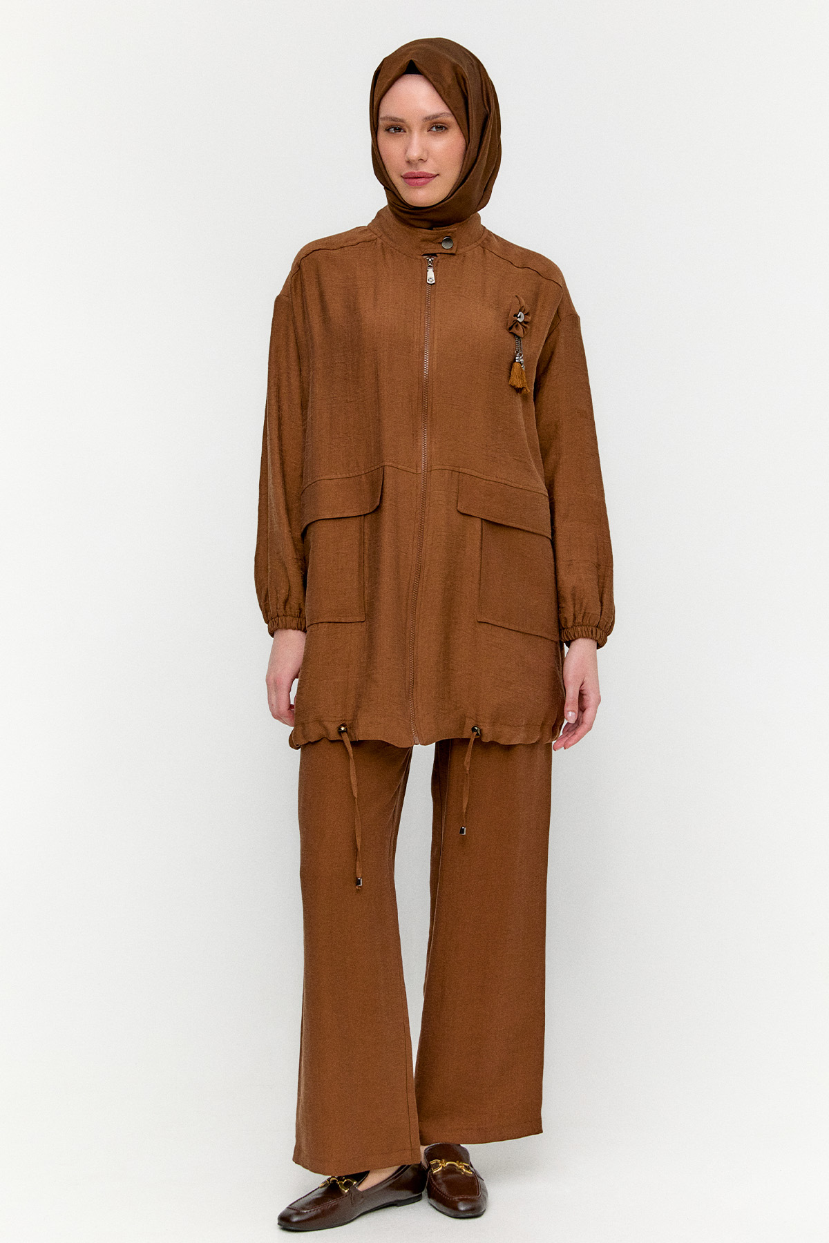 Çizgi Dokulu Oversize İkili Takım, Tesettür Giyim