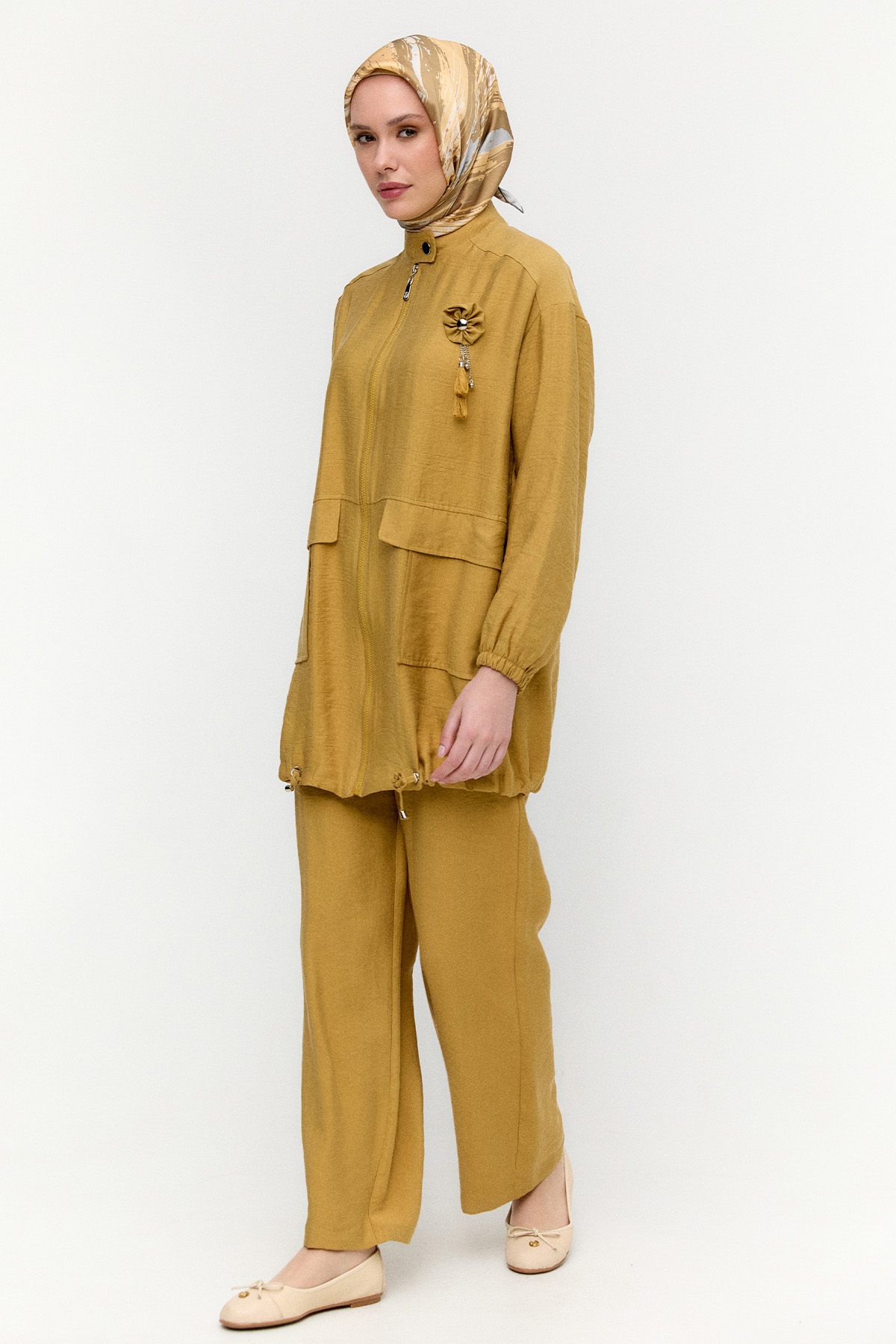 Çizgi Dokulu Oversize İkili Takım, Tesettür Giyim