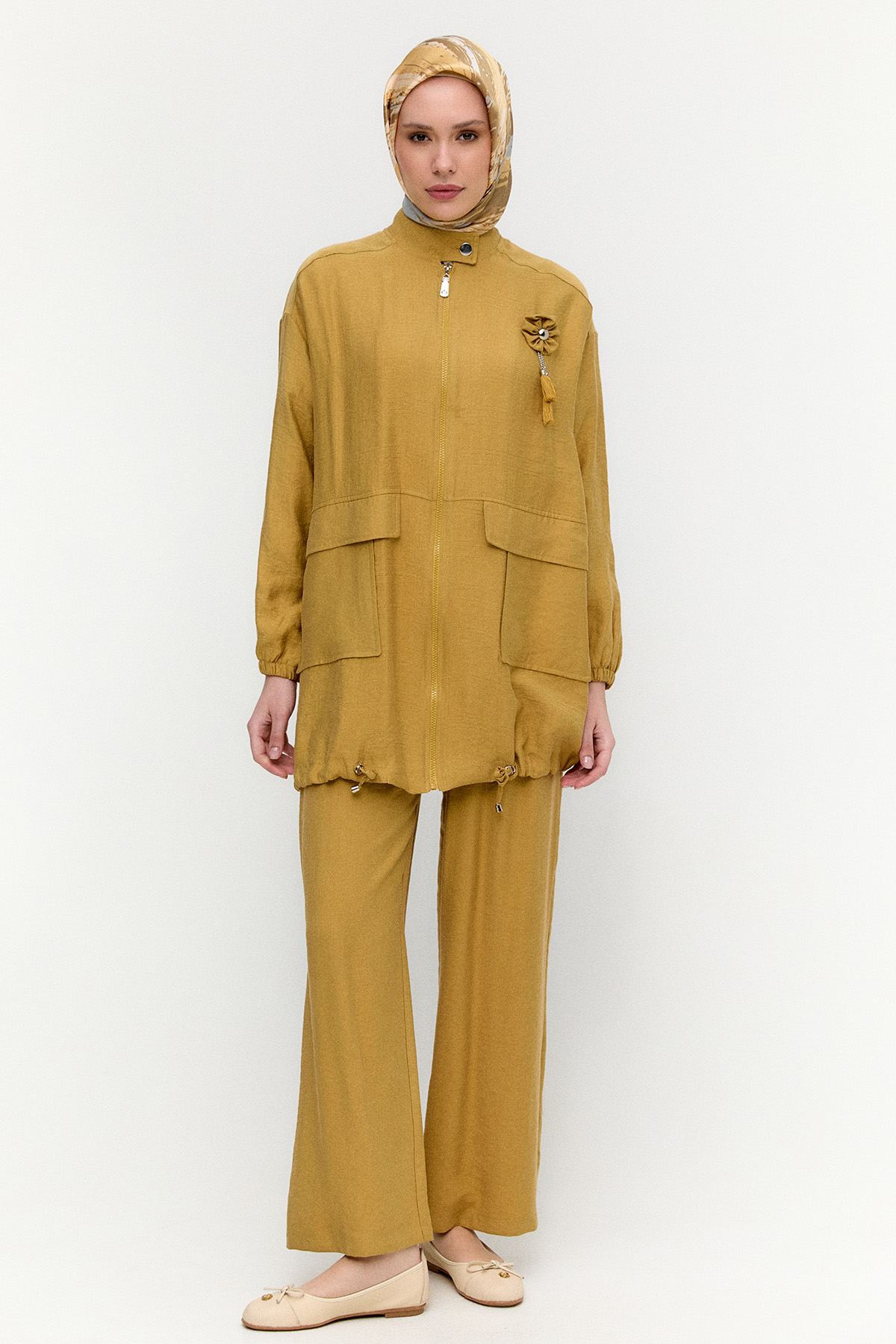 Çizgi Dokulu Oversize İkili Takım, Tesettür Giyim