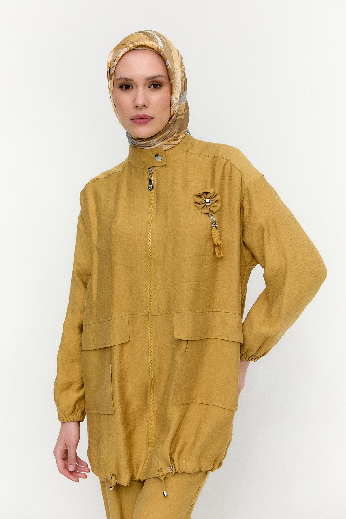 Çizgi Dokulu Oversize İkili Takım, Tesettür Giyim