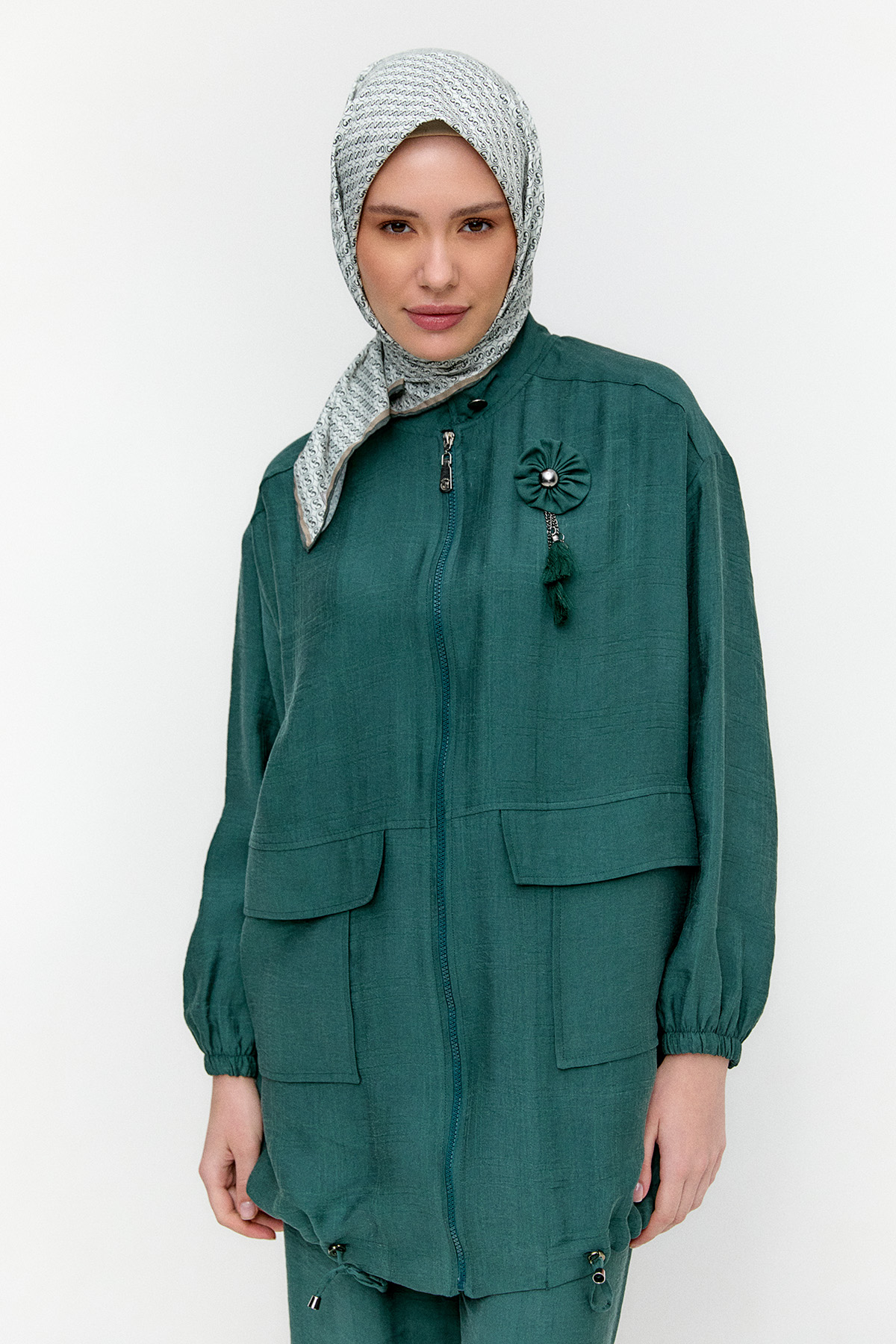 Çizgi Dokulu Oversize İkili Takım, Tesettür Giyim