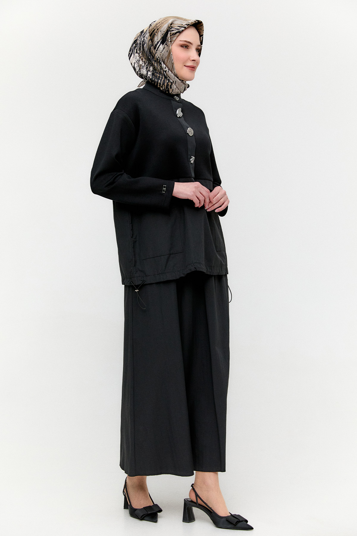 Stoper Detaylı Pamuklu İkili Takım, Tesettür Giyim