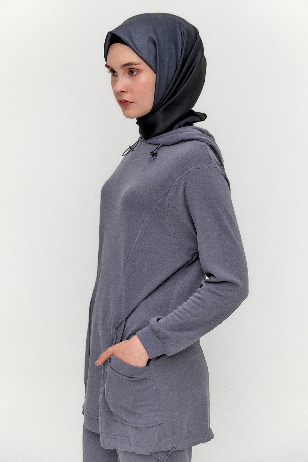 Kapüşonlu Stoper Detaylı Modal Takım, Tesettür Giyim
