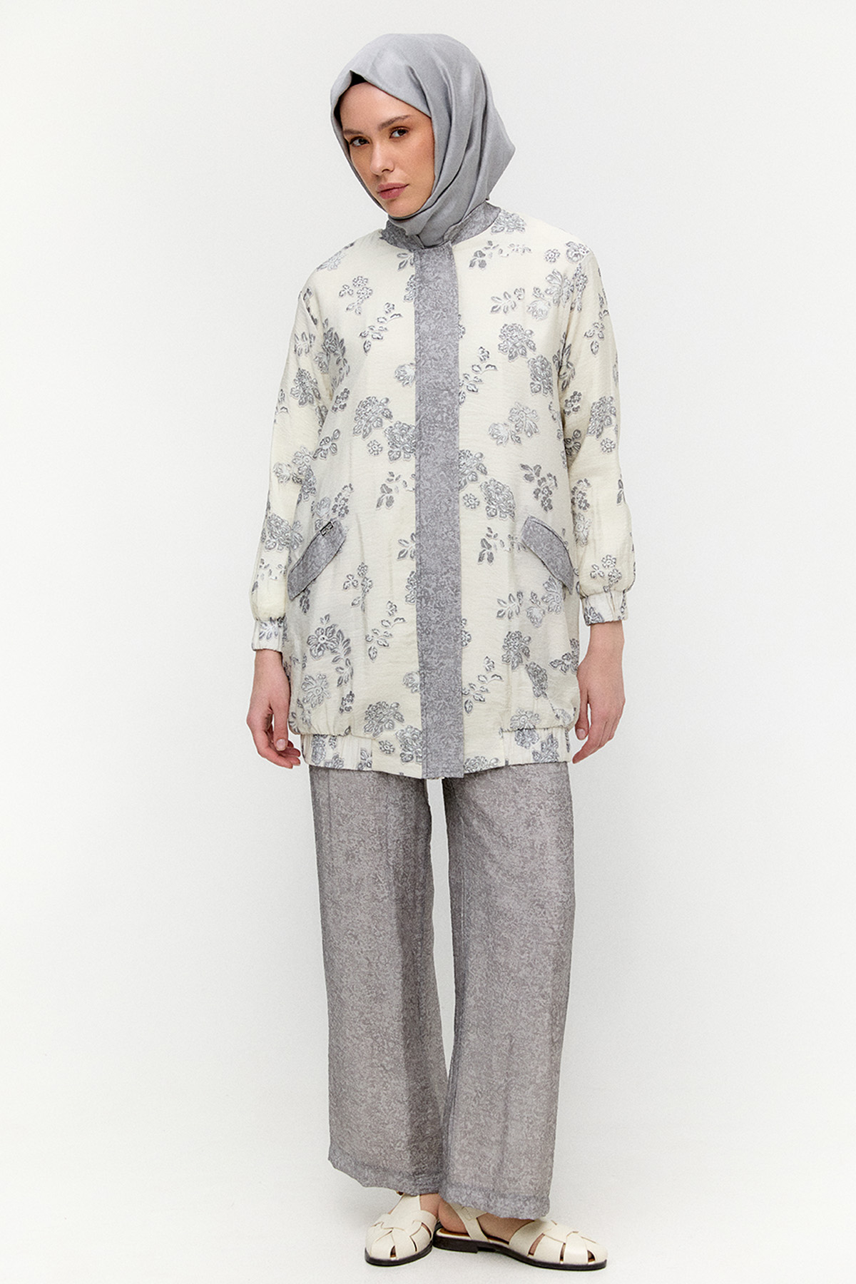 Çiçek Desenli İkili Lyocell Takım, Tesettür Giyim