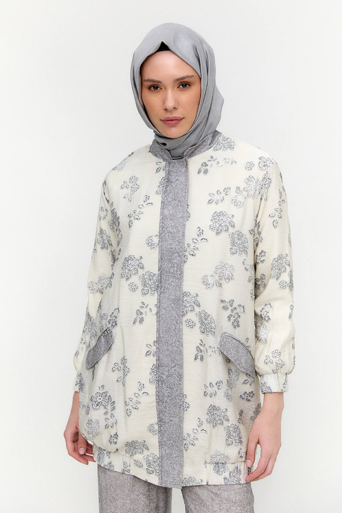 Çiçek Desenli İkili Lyocell Takım, Tesettür Giyim