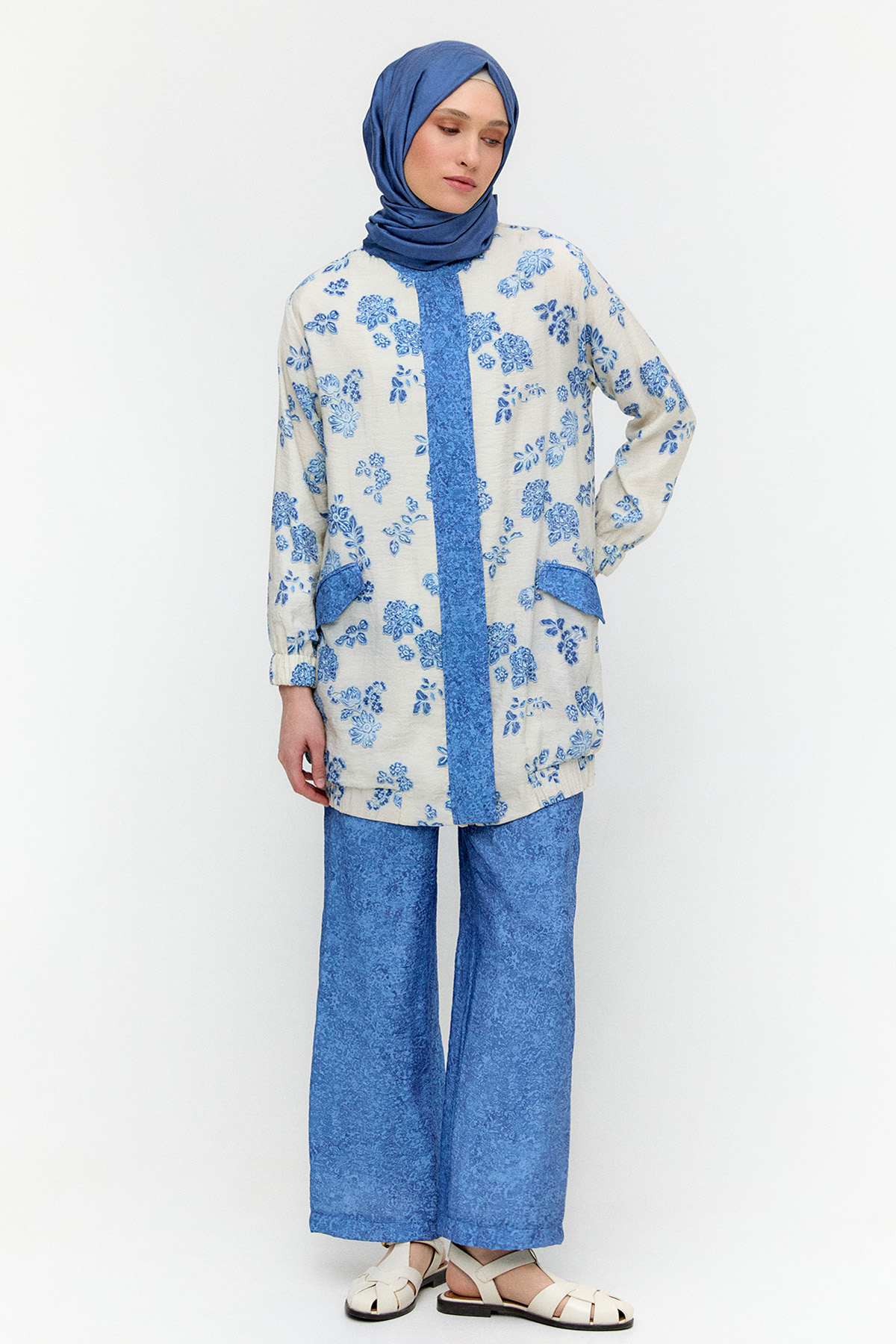 Çiçek Desenli İkili Lyocell Takım, Tesettür Giyim