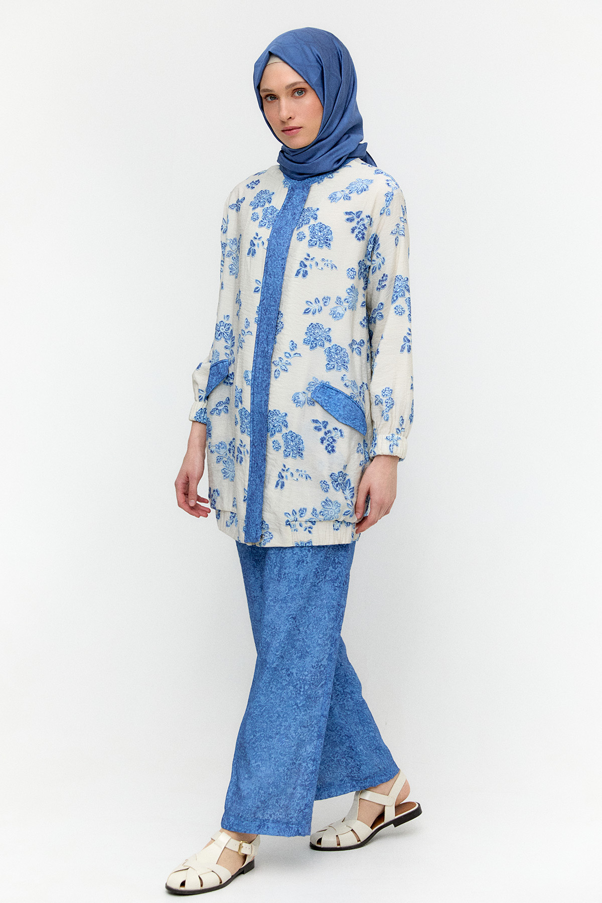 Çiçek Desenli İkili Lyocell Takım, Tesettür Giyim