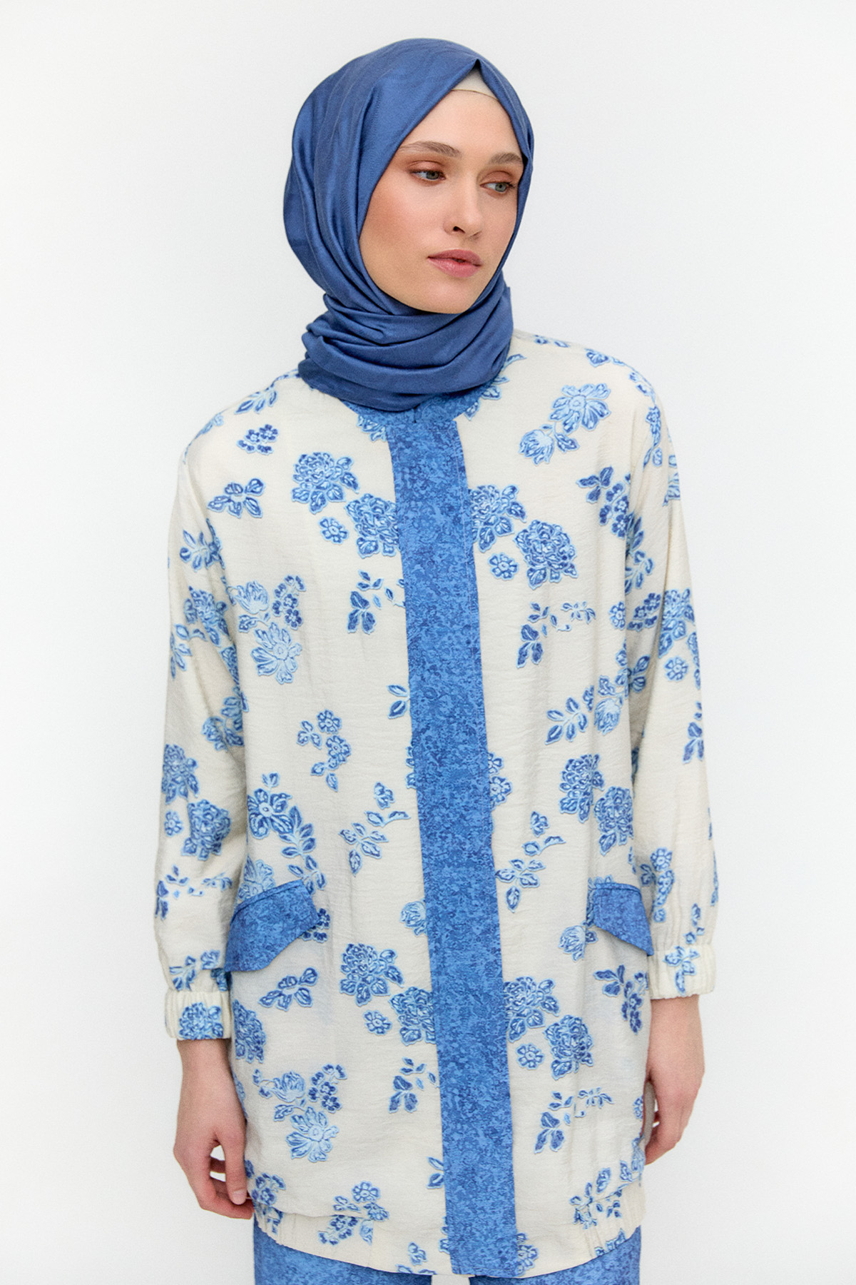 Çiçek Desenli İkili Lyocell Takım, Tesettür Giyim