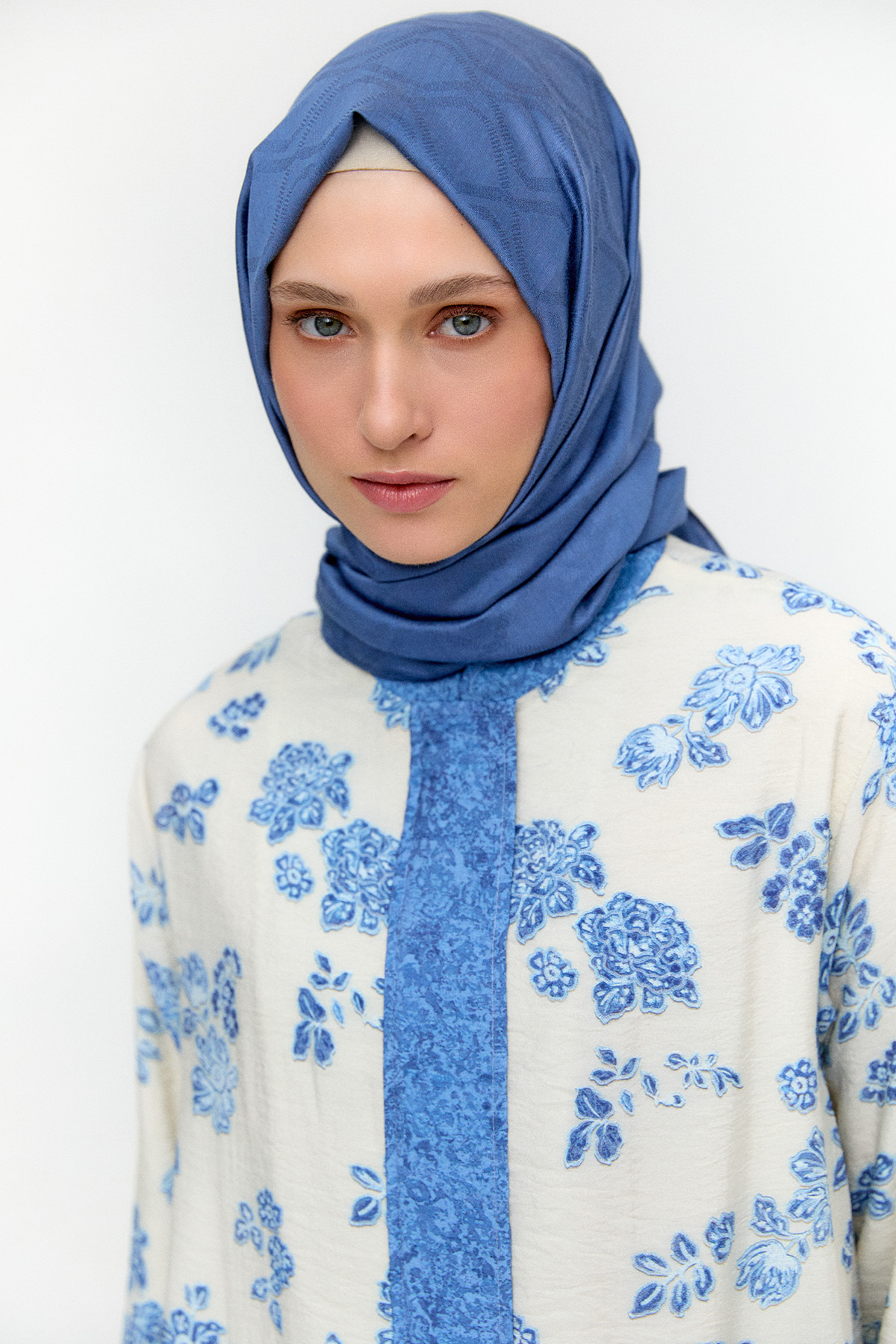 Çiçek Desenli İkili Lyocell Takım, Tesettür Giyim