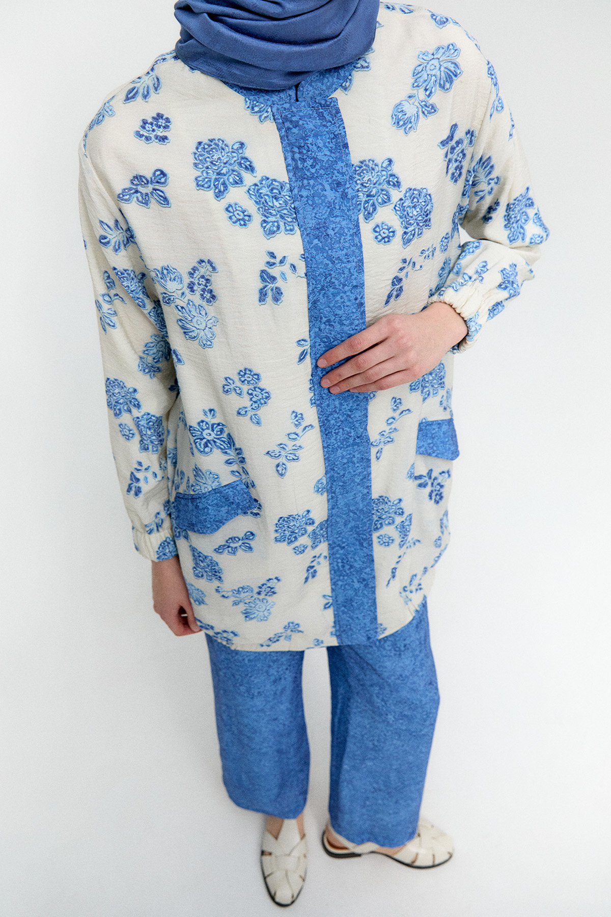 Çiçek Desenli İkili Lyocell Takım, Tesettür Giyim