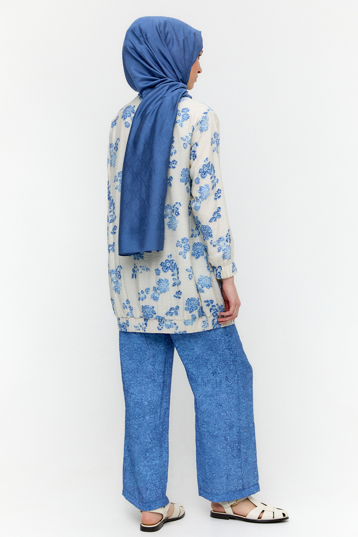 Çiçek Desenli İkili Lyocell Takım, Tesettür Giyim