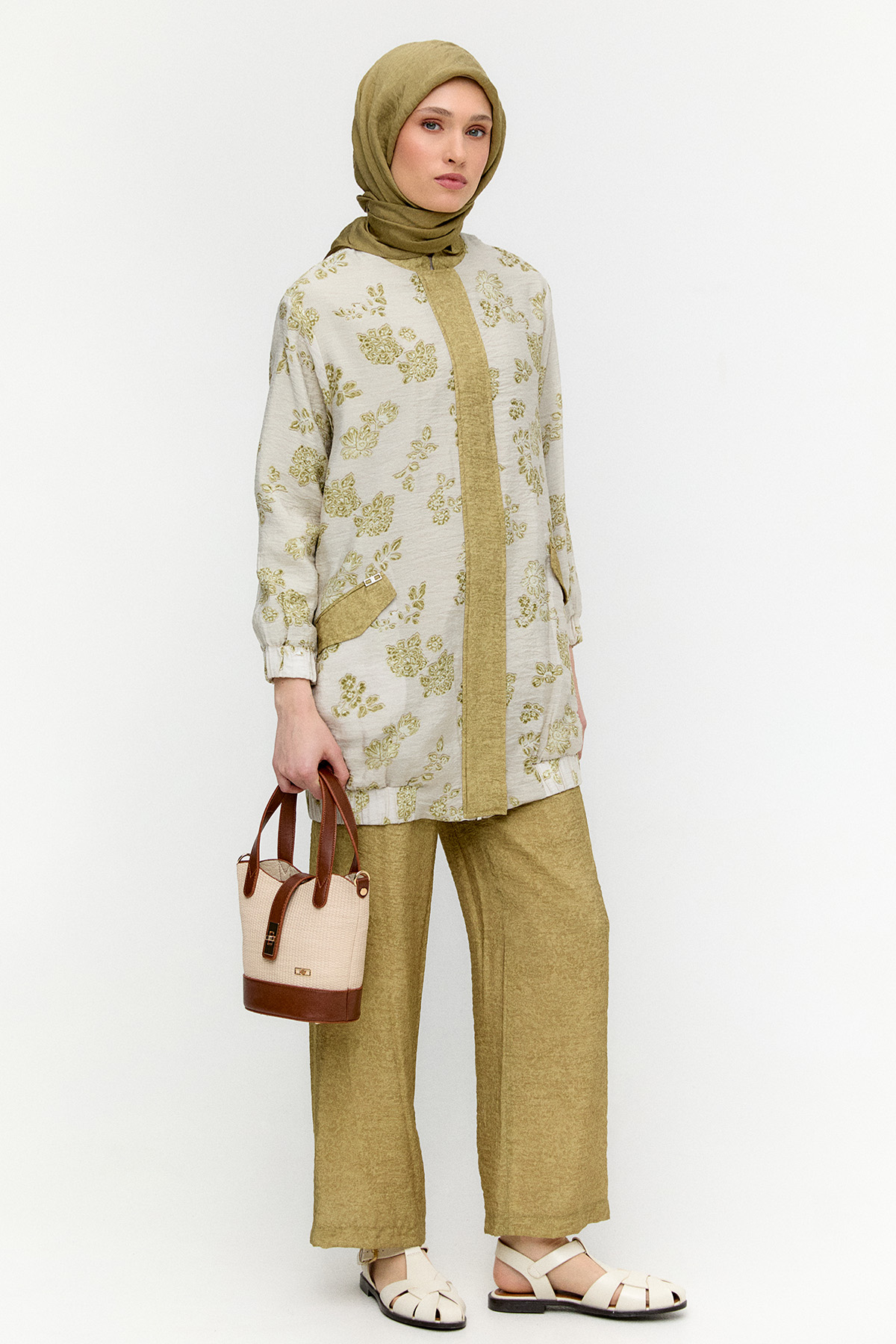 Çiçek Desenli İkili Lyocell Takım, Tesettür Giyim