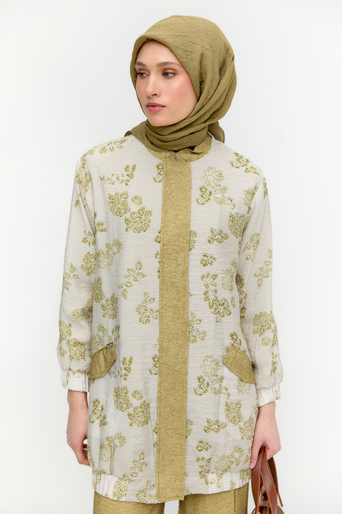 Çiçek Desenli İkili Lyocell Takım, Tesettür Giyim