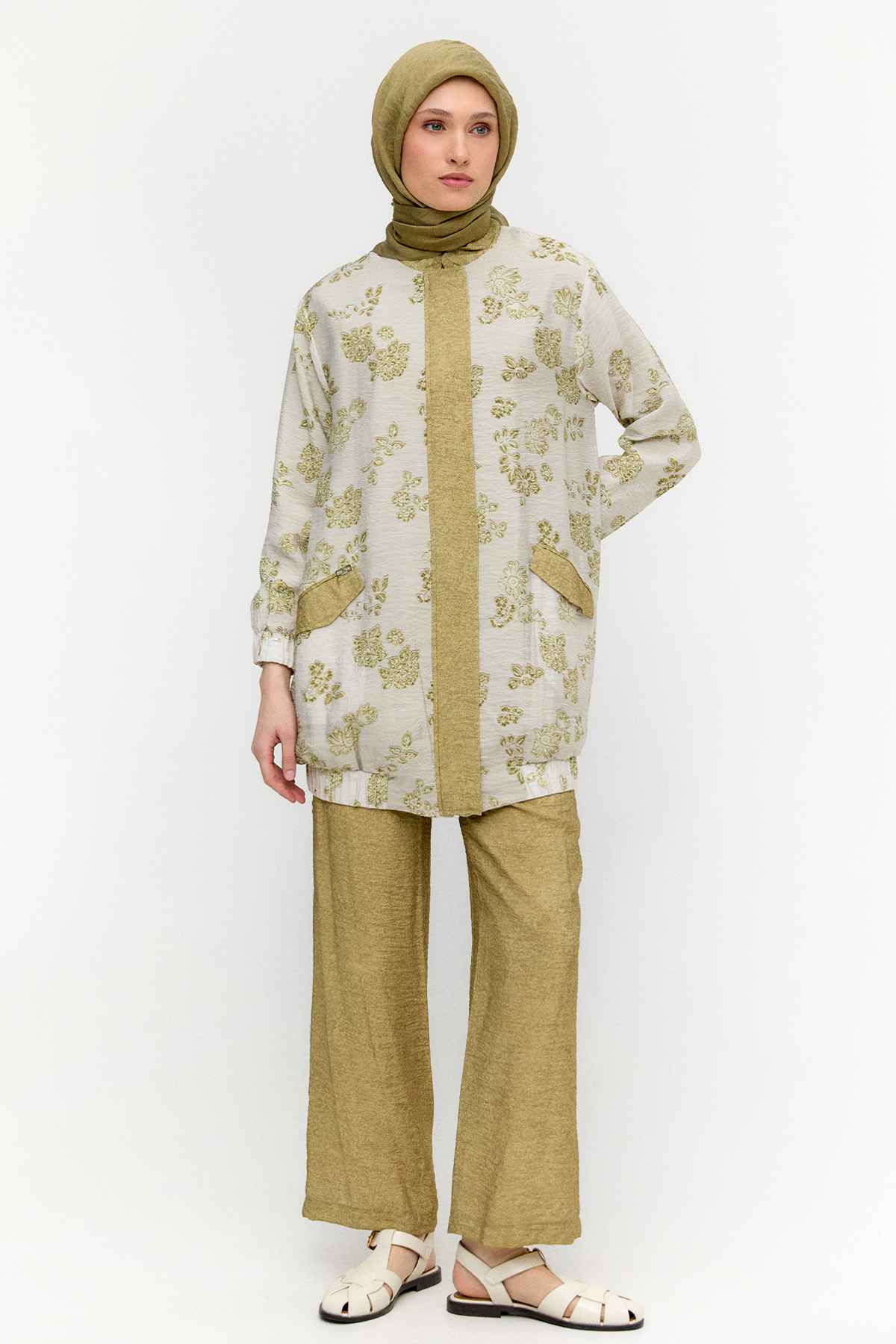 Çiçek Desenli İkili Lyocell Takım, Tesettür Giyim